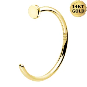 18G Half Hoop Nose Ring 14K Solid Gold Nose Ring