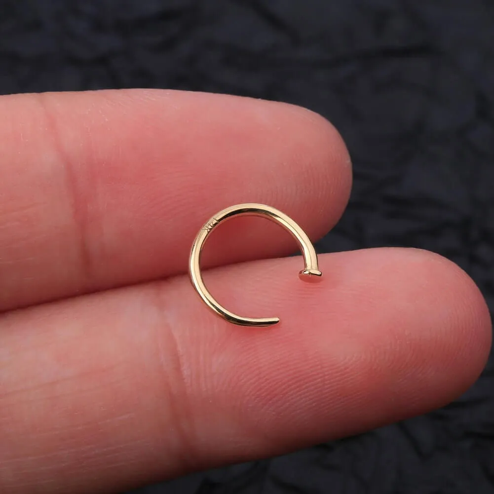 18G Half Hoop Nose Ring 14K Solid Gold Nose Ring