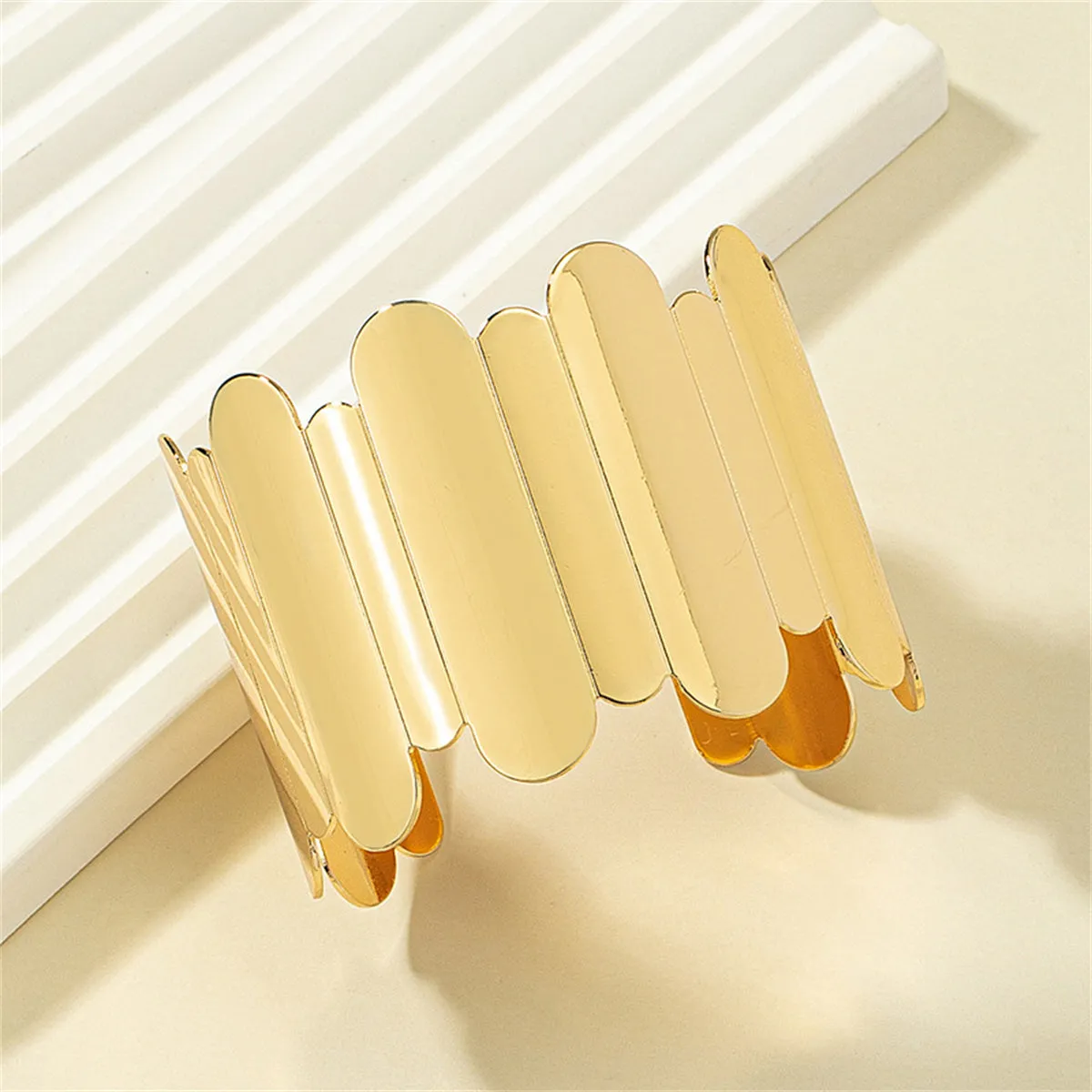 18K Gold-Plated Uneven Oval Cuff