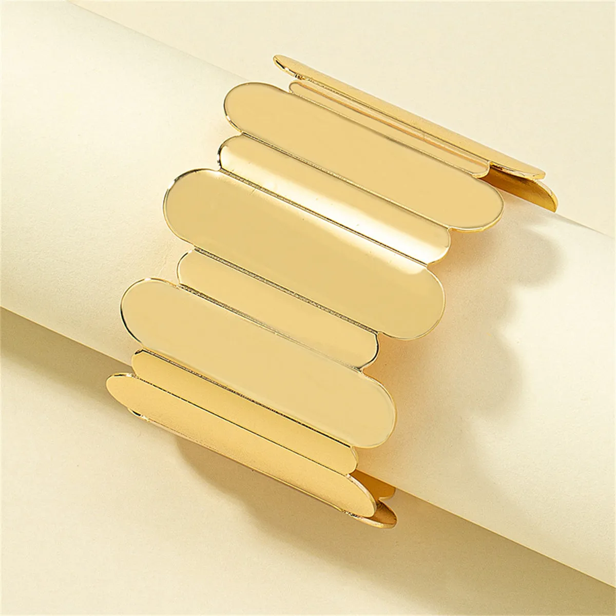 18K Gold-Plated Uneven Oval Cuff
