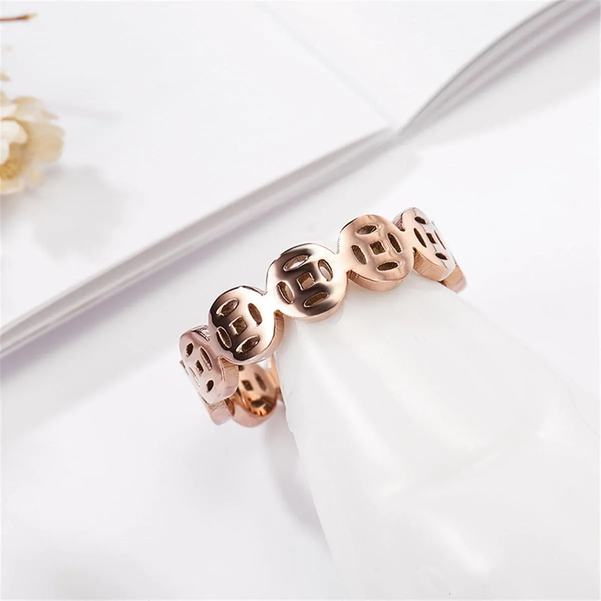 18K Rose Gold-Plated Linking Coin Band