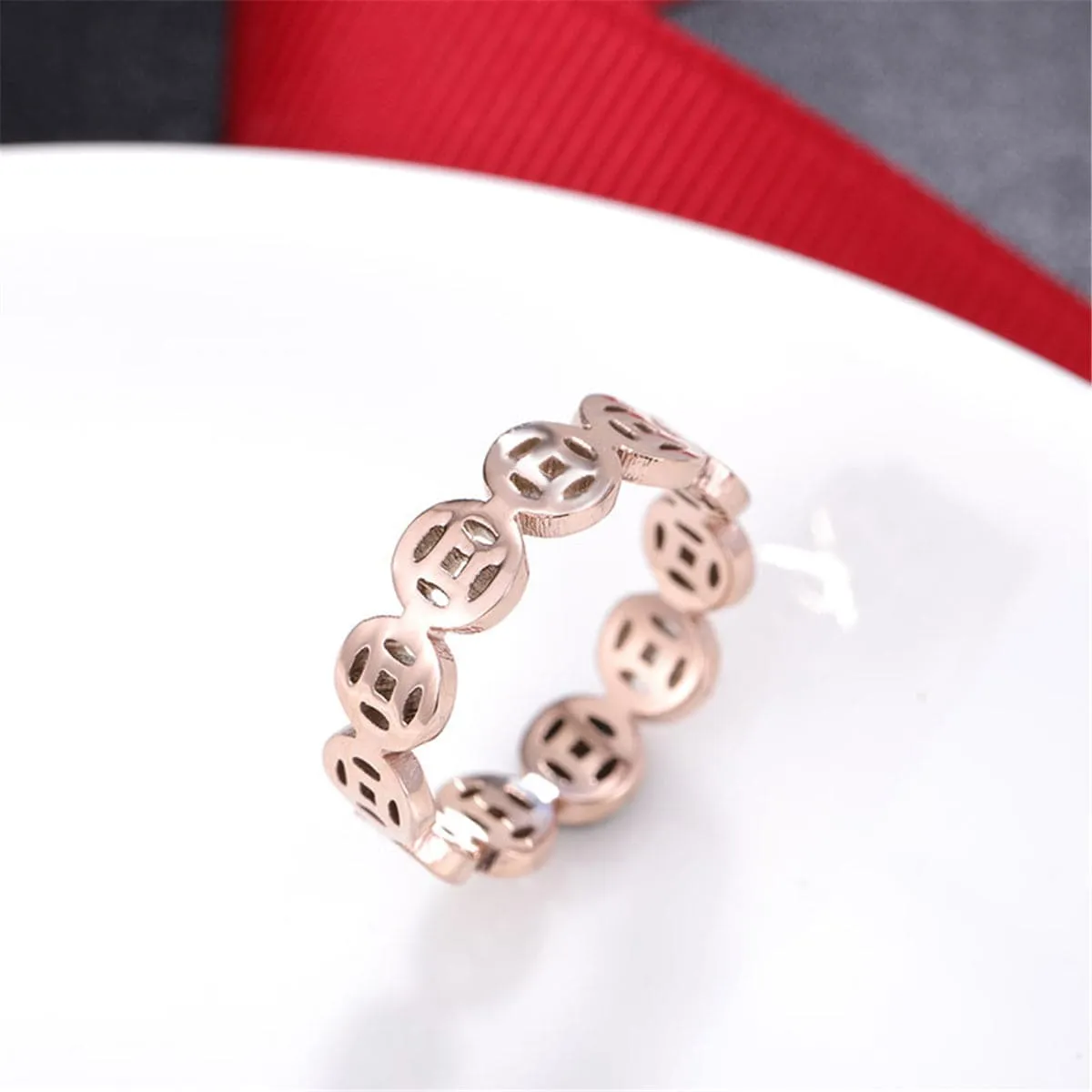 18K Rose Gold-Plated Linking Coin Band