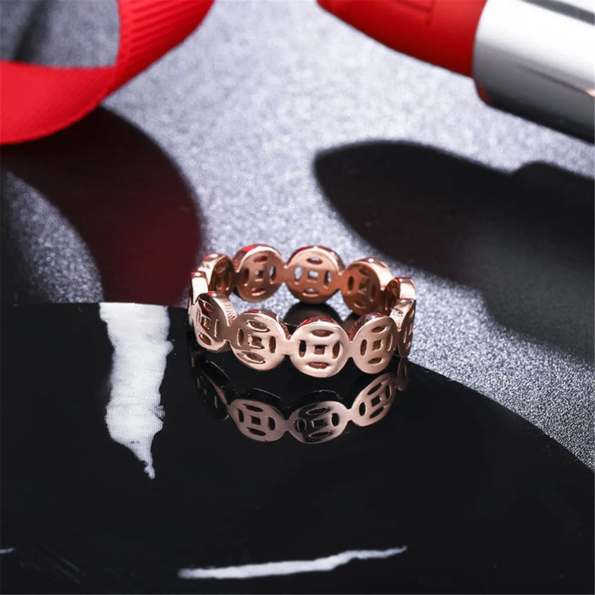 18K Rose Gold-Plated Linking Coin Band