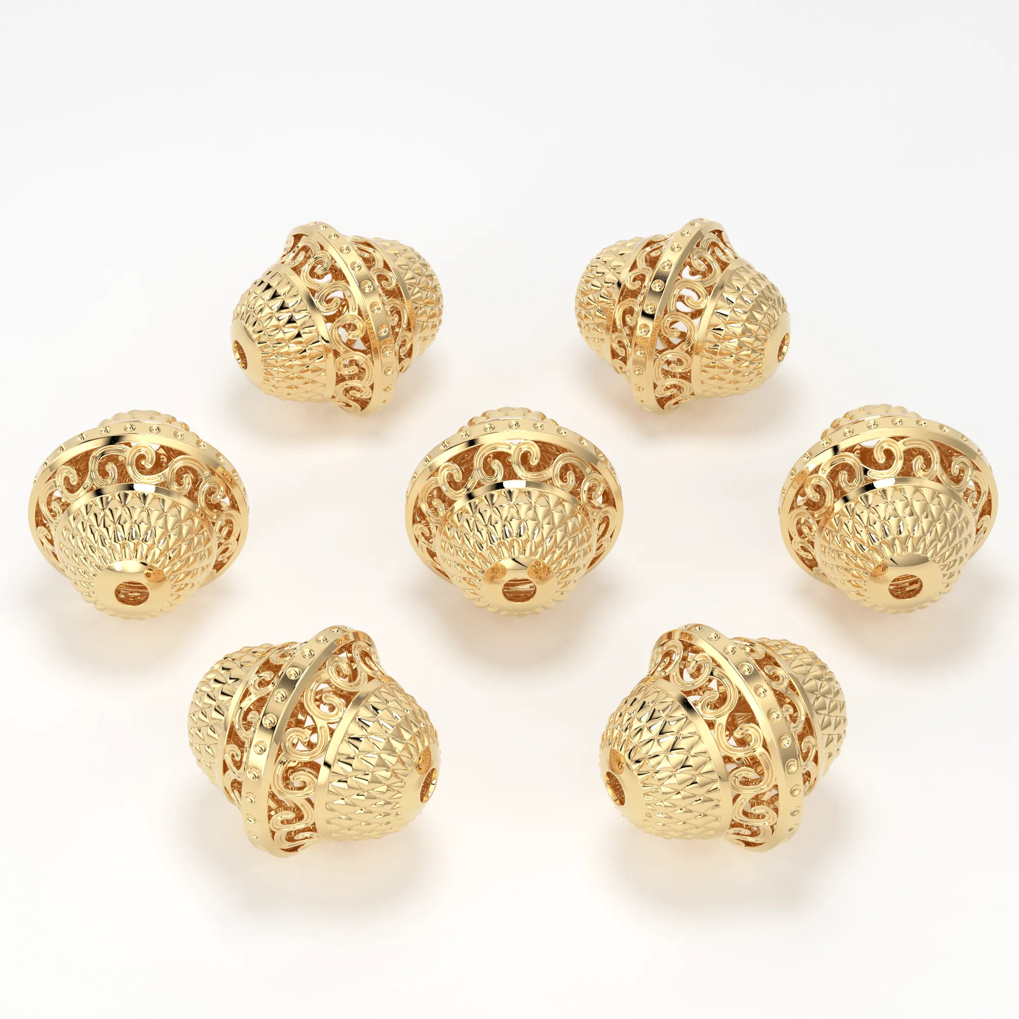 18k Solid Gold Designer Fancy Spacer Bead Finding 10mm 11mm 12mm