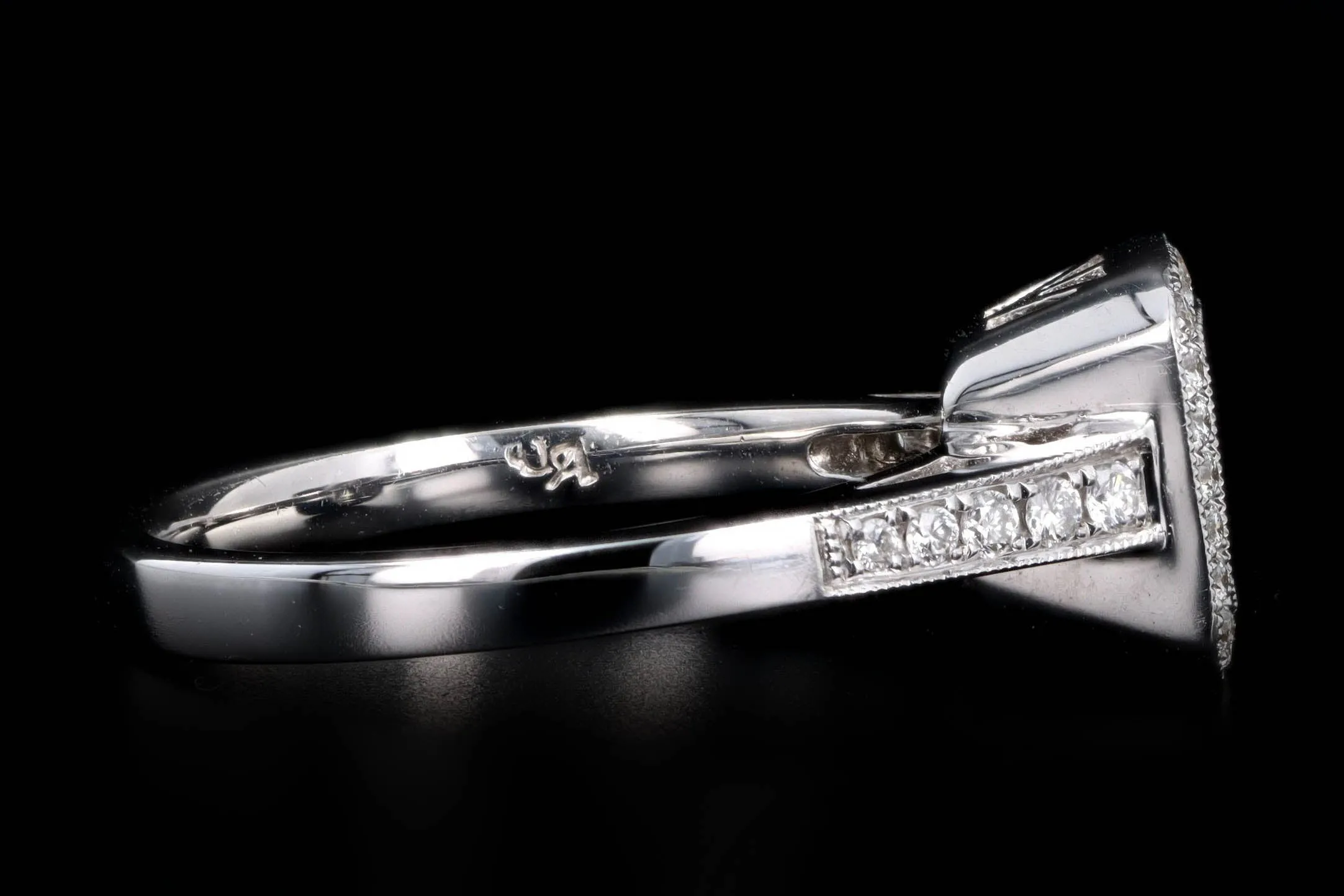 18K White Gold Baguette Diamond Cluster Engagement Ring