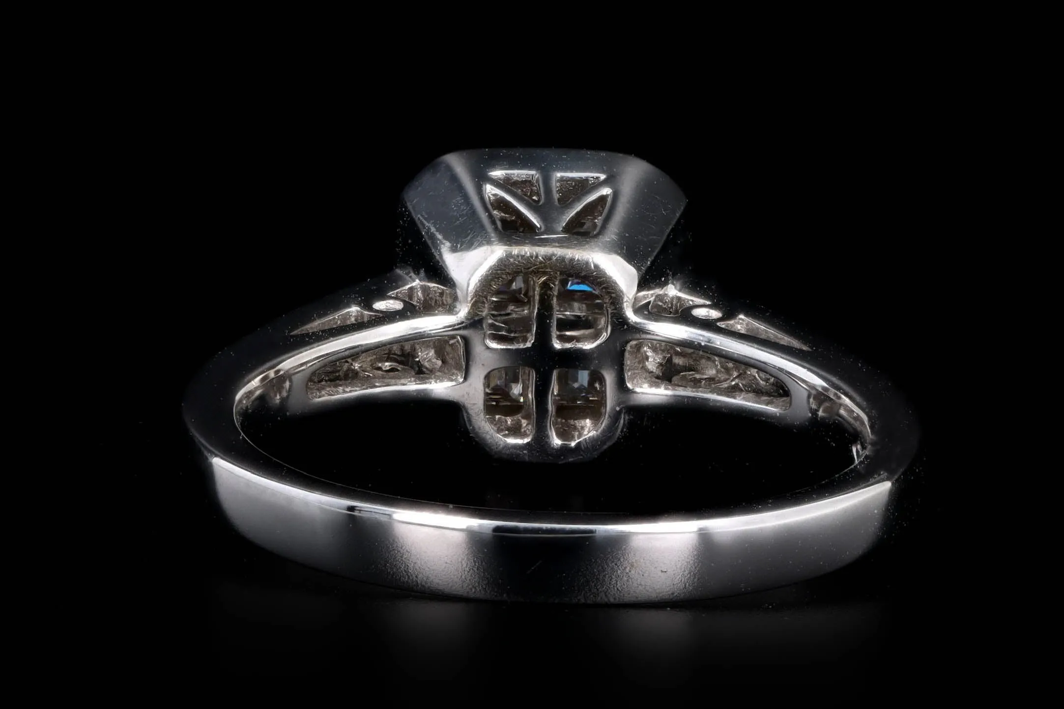 18K White Gold Baguette Diamond Cluster Engagement Ring