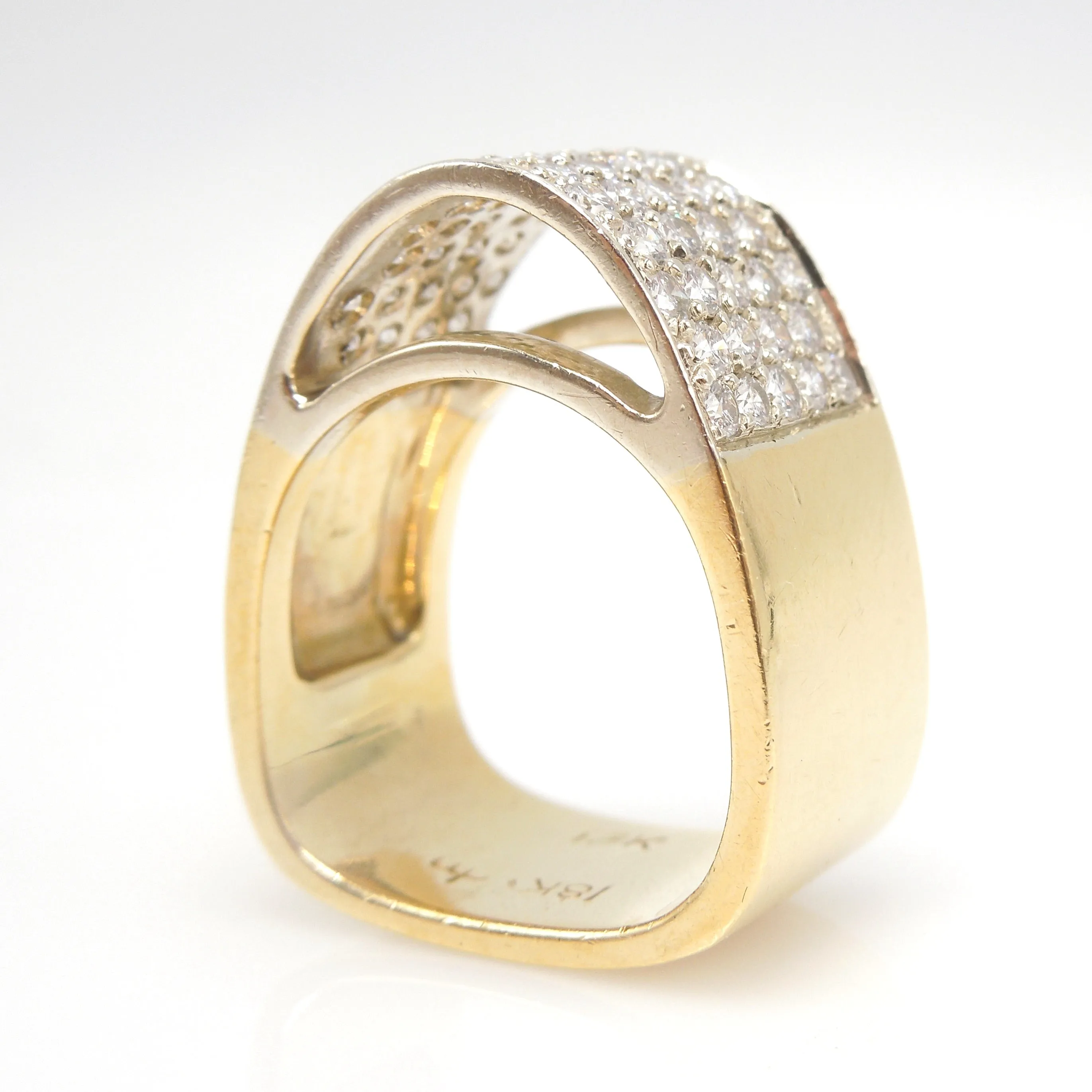 18K/14K Bicolor Gold and Diamond Dome Ring