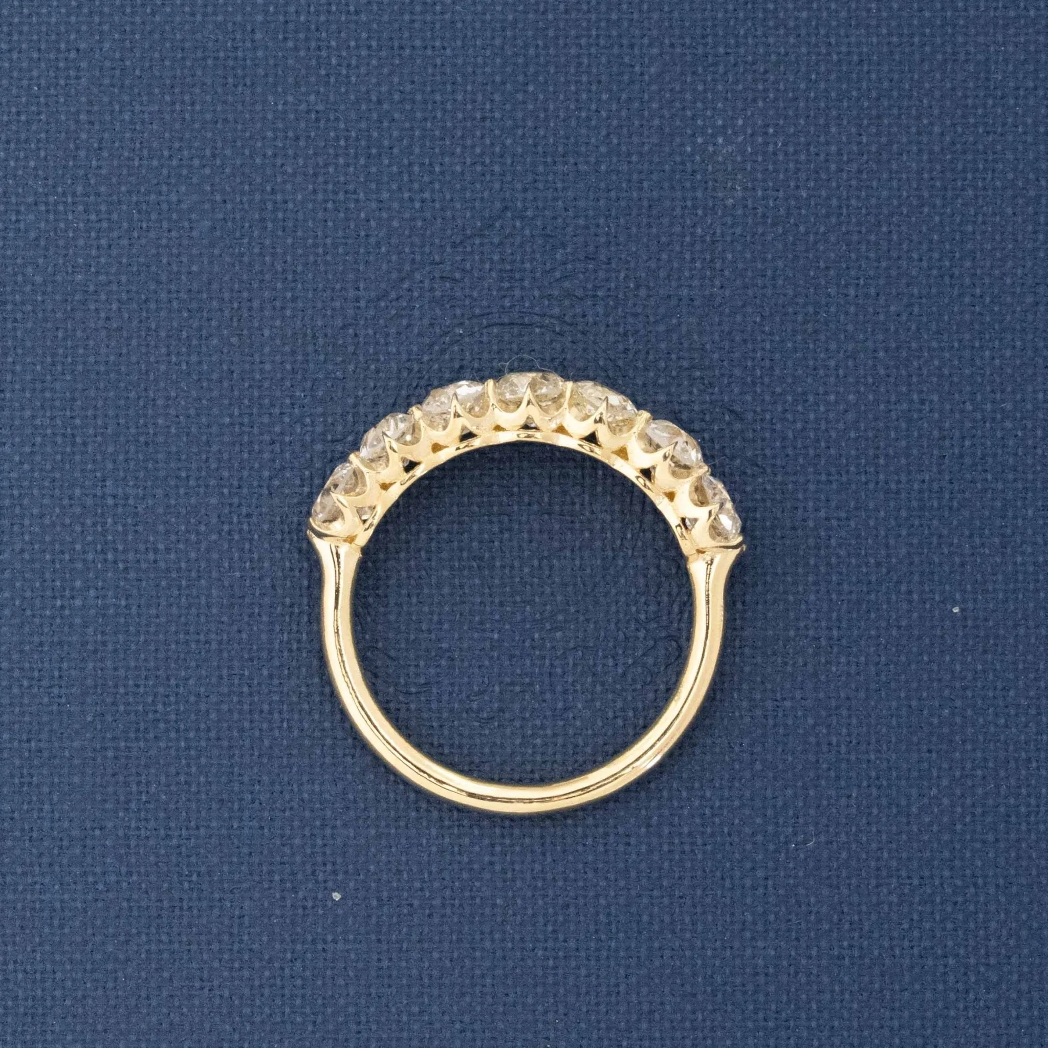 1.90ctw Old Mine Cut Diamond 7-Stone Half-Hoop Band
