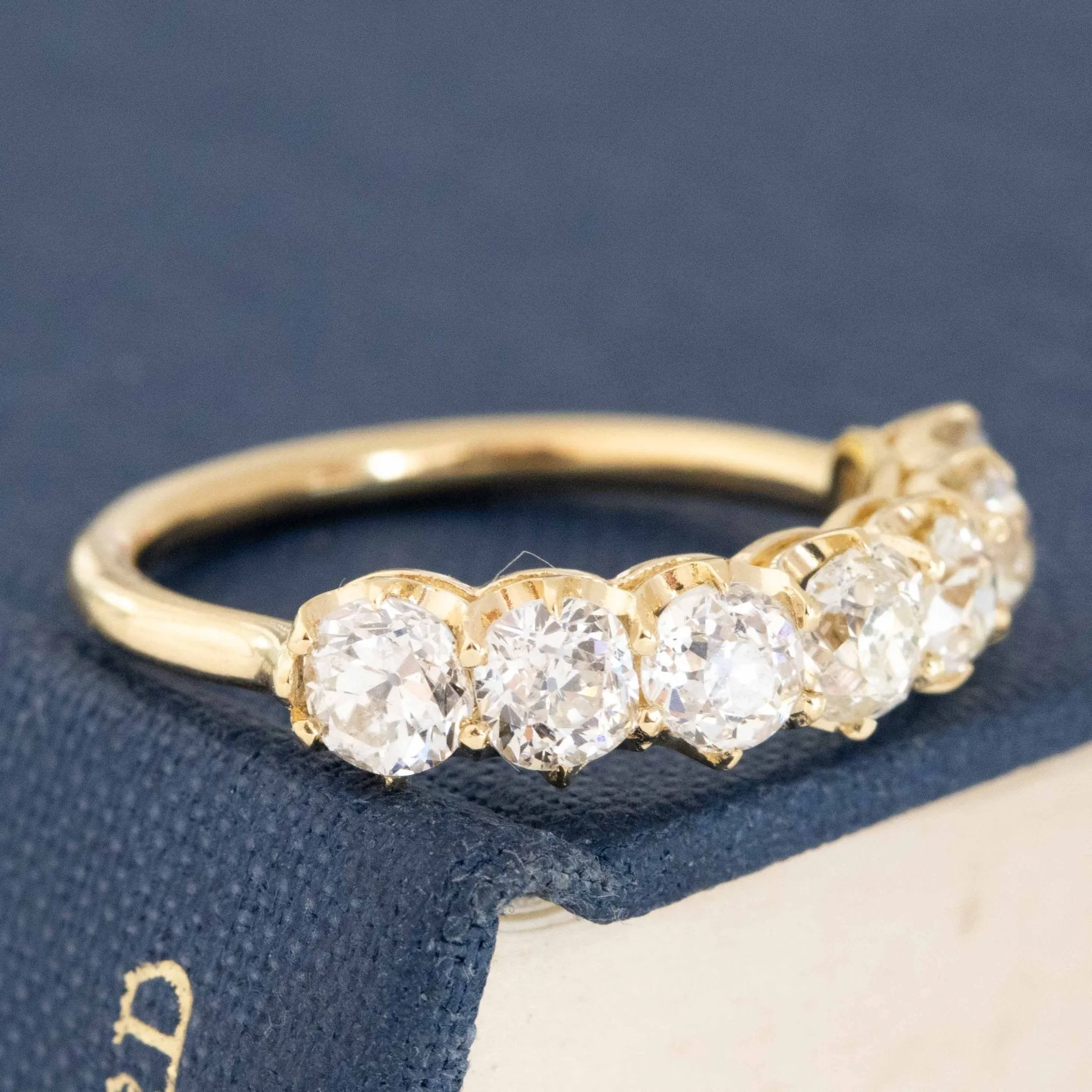 1.90ctw Old Mine Cut Diamond 7-Stone Half-Hoop Band