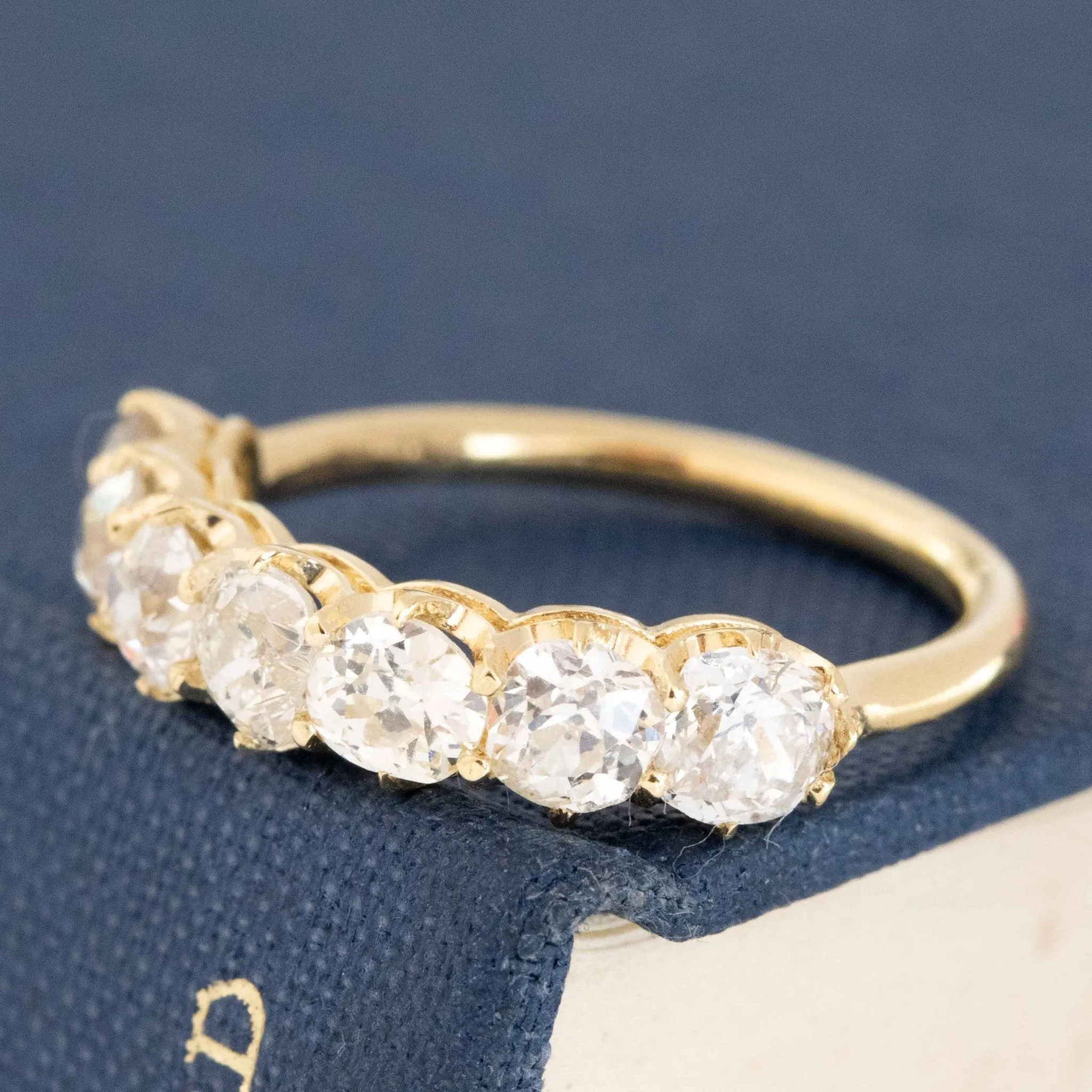 1.90ctw Old Mine Cut Diamond 7-Stone Half-Hoop Band