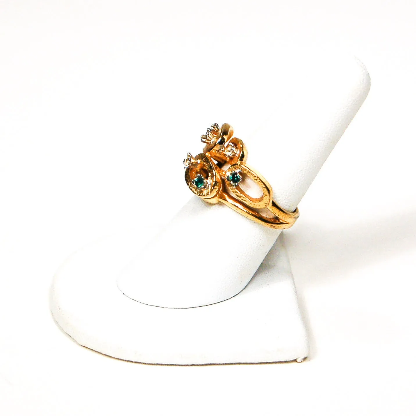 1950's Geometric Emerald Green and Rhinestone Ring