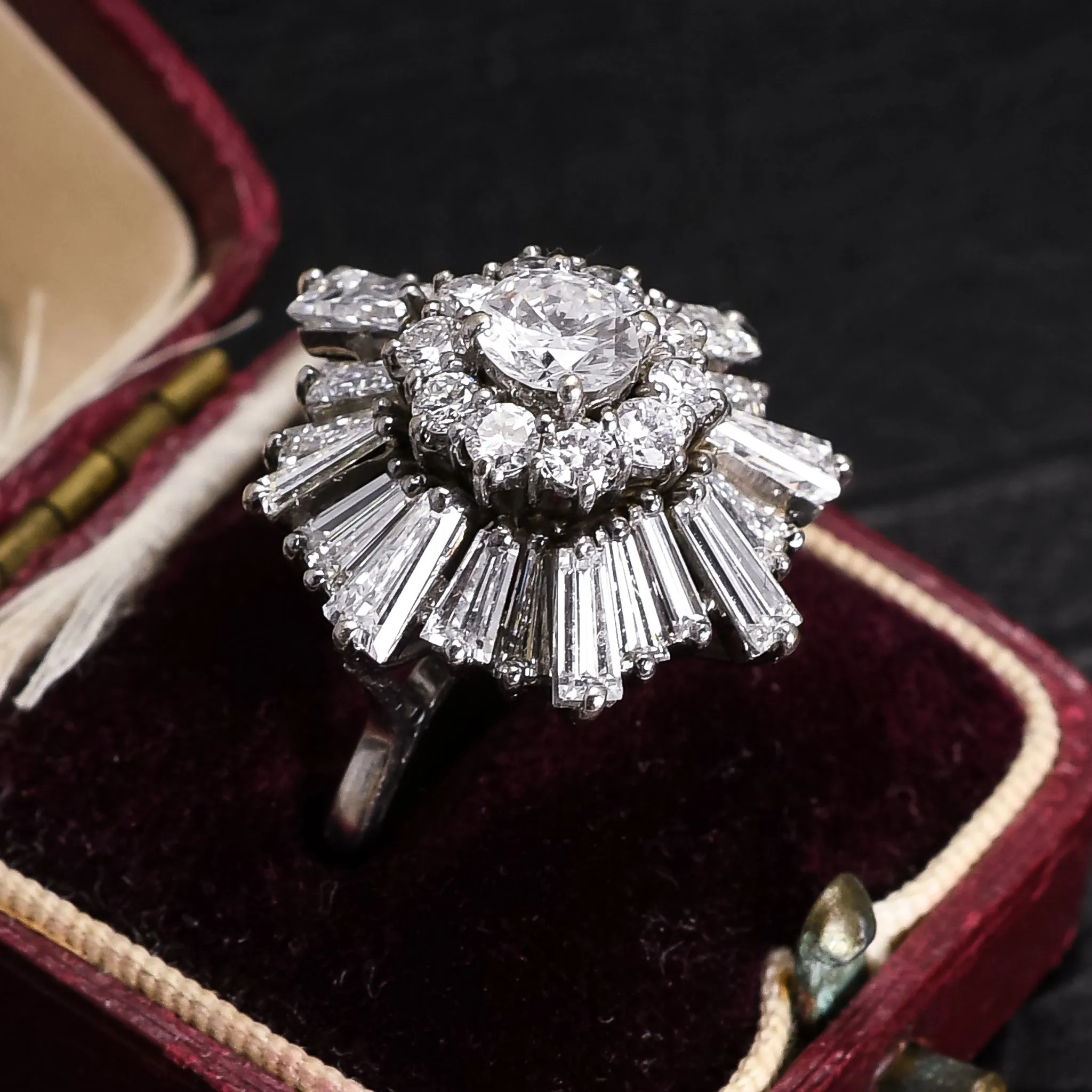 1970s 5.8ct Diamond Ballerina Cluster Ring