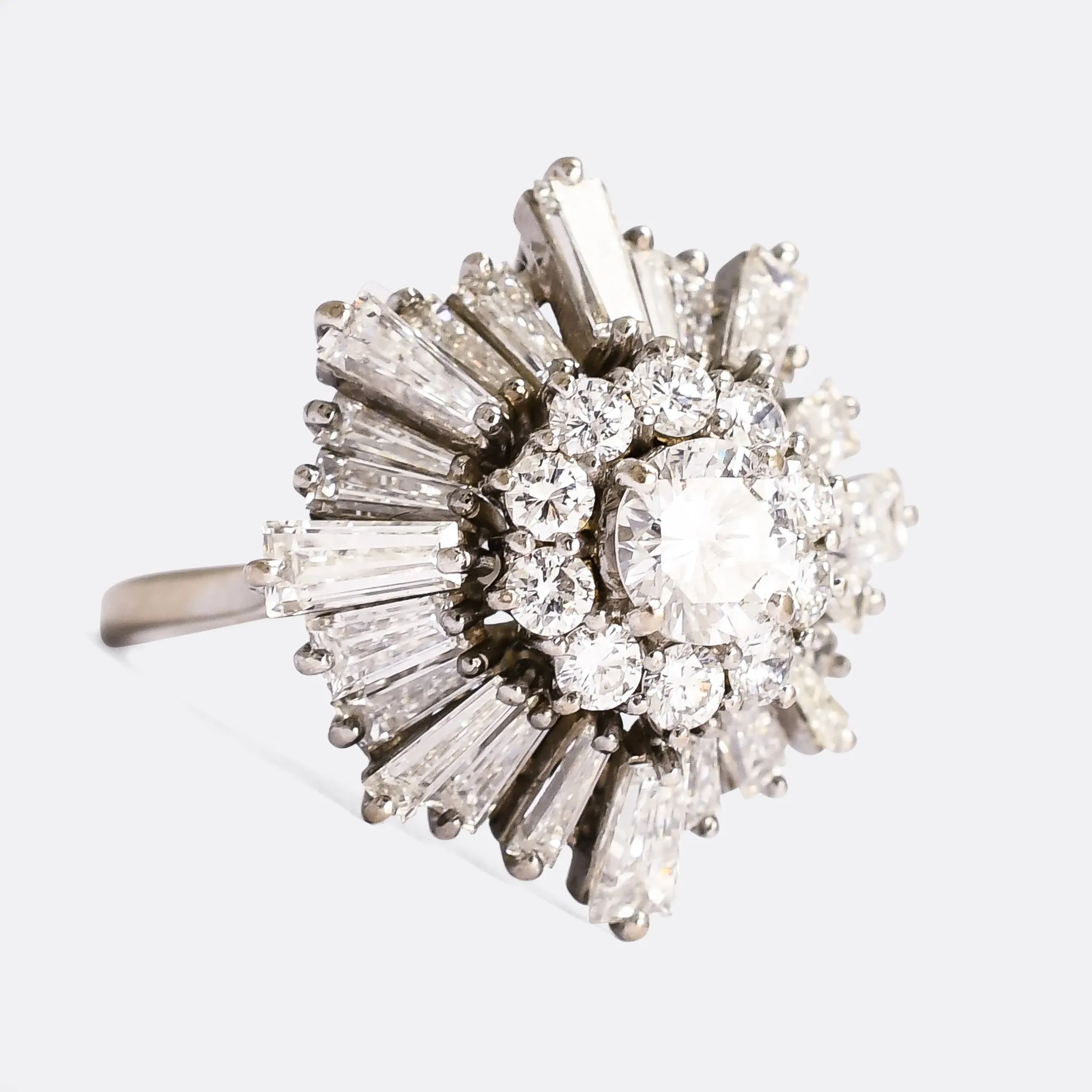 1970s 5.8ct Diamond Ballerina Cluster Ring