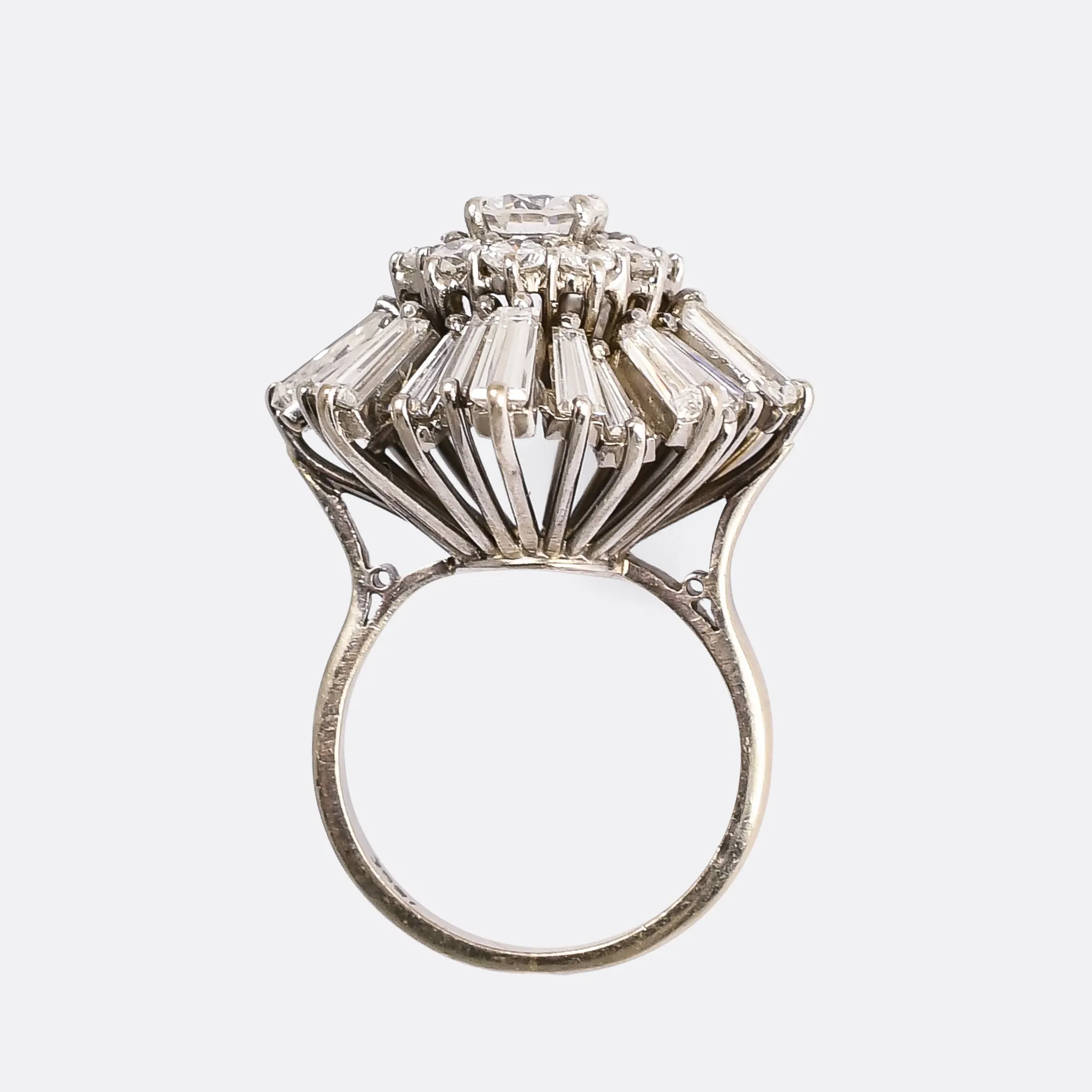 1970s 5.8ct Diamond Ballerina Cluster Ring