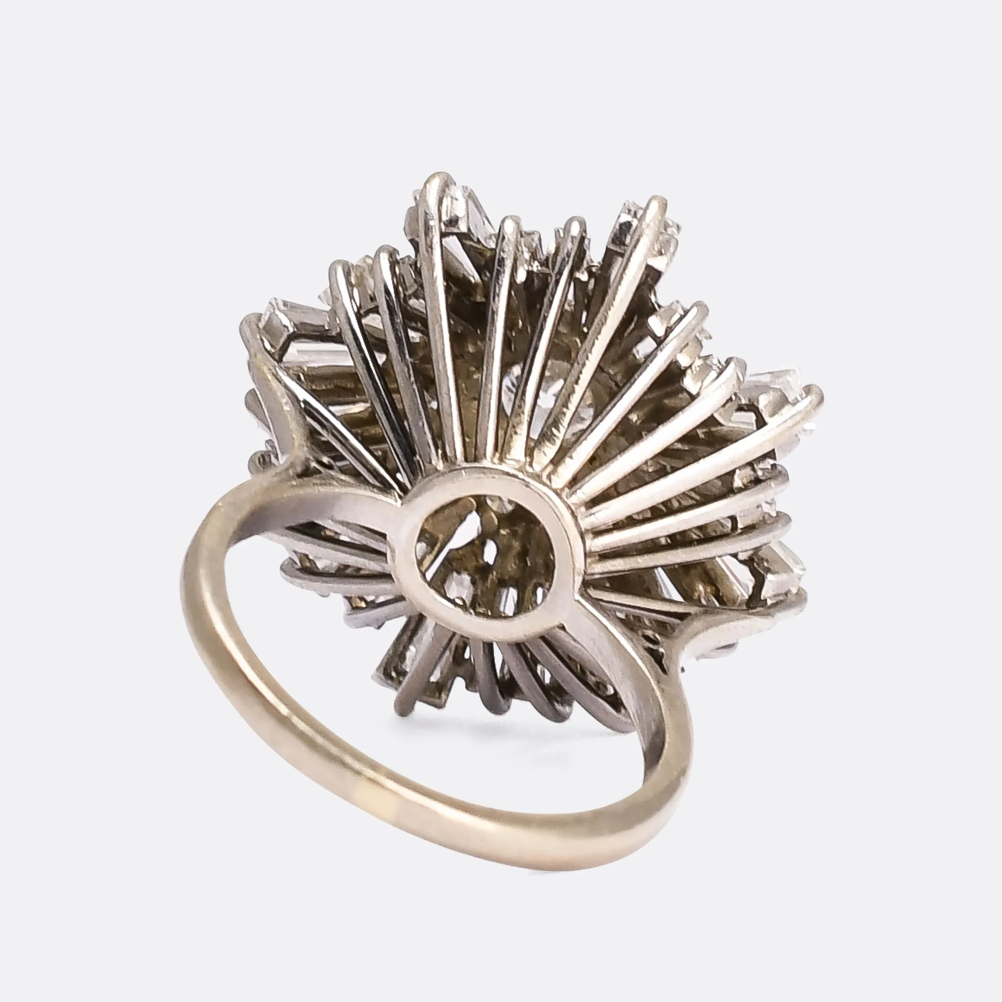 1970s 5.8ct Diamond Ballerina Cluster Ring