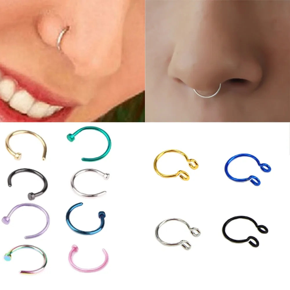 1pcs U Shaped Fake Nose Ring Hoop Septum Rings Stainless Steel Nose Piercing Fake Piercing Oreja Pircing Jewelry
