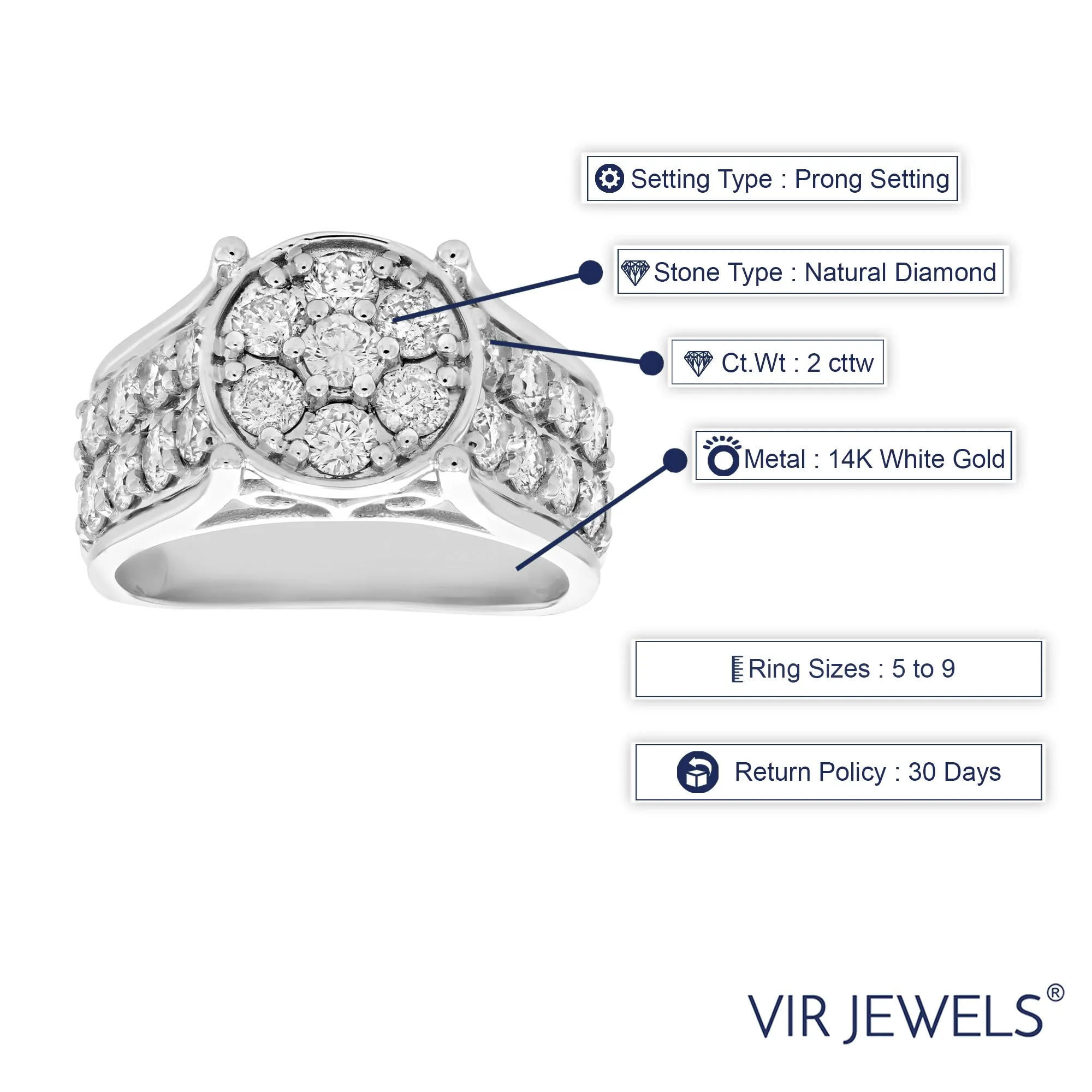 2 cttw Classic Diamond Engagement Rings in 14K White Gold