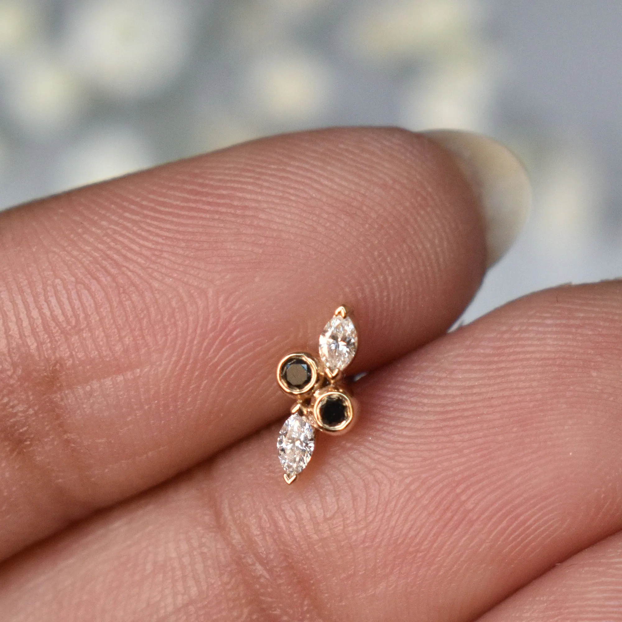 2 Tone Diamond Stud for Piercings