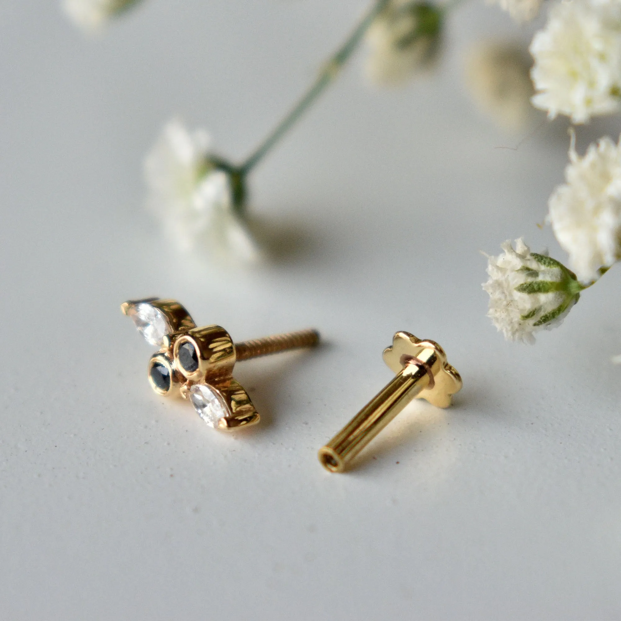 2 Tone Diamond Stud for Piercings