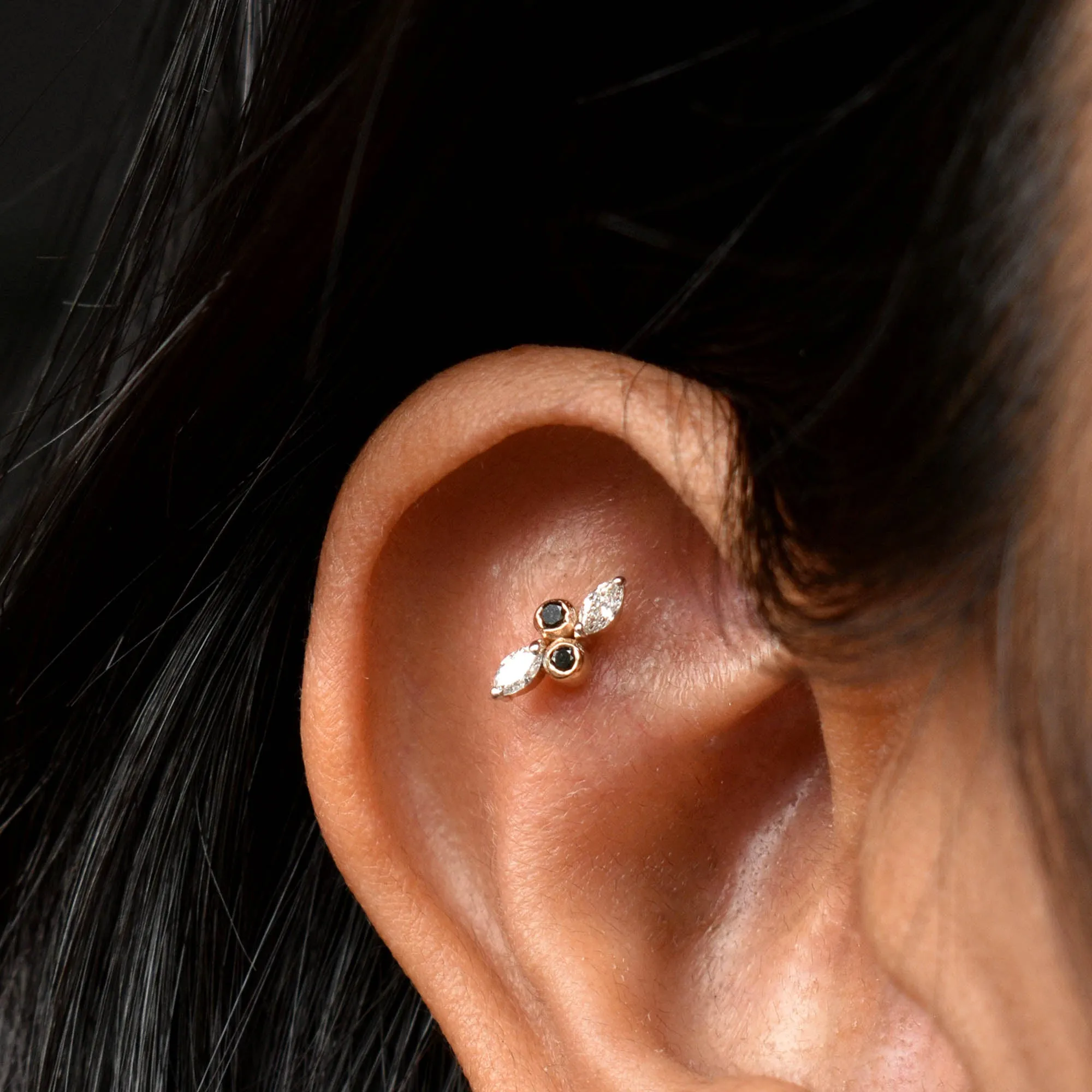 2 Tone Diamond Stud for Piercings