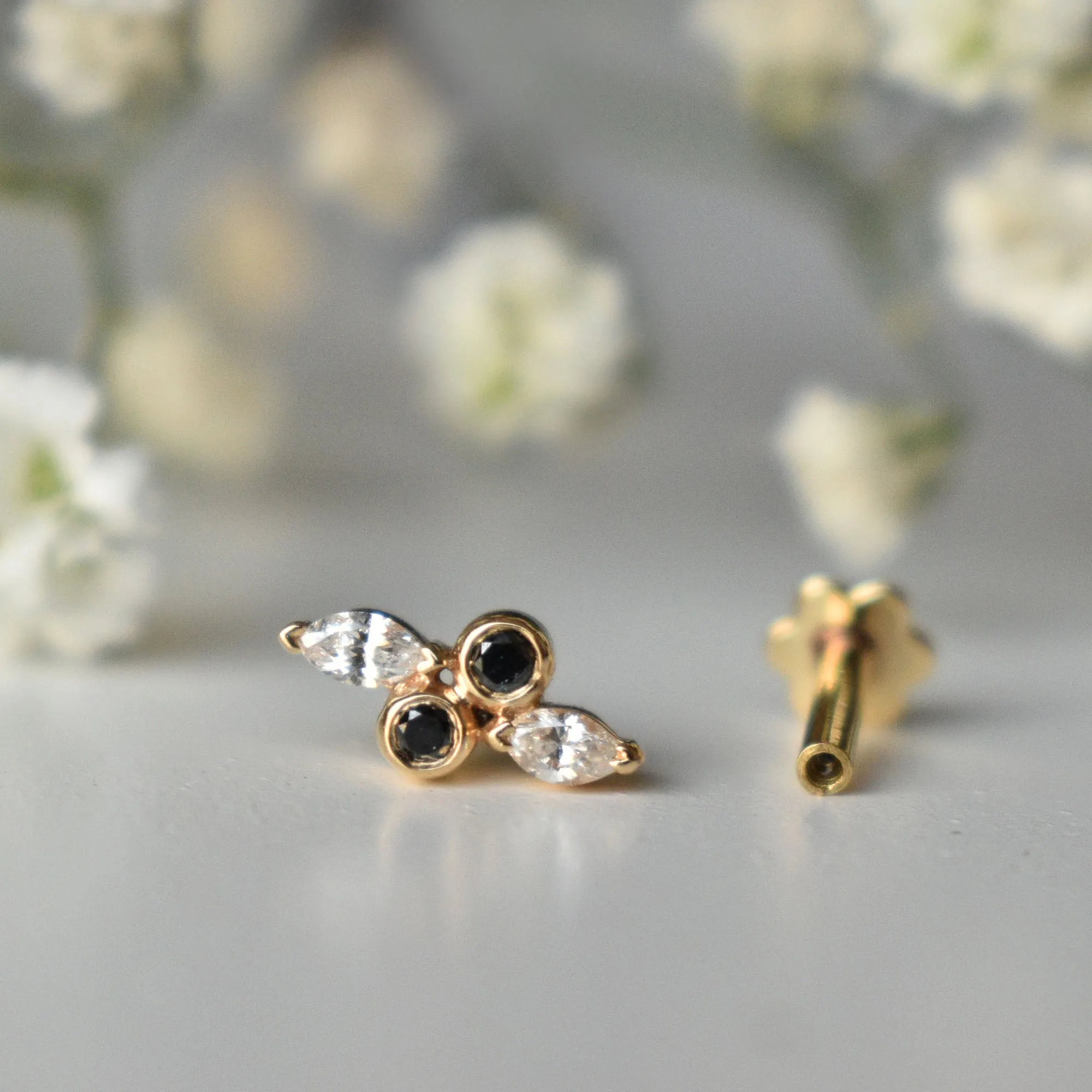 2 Tone Diamond Stud for Piercings