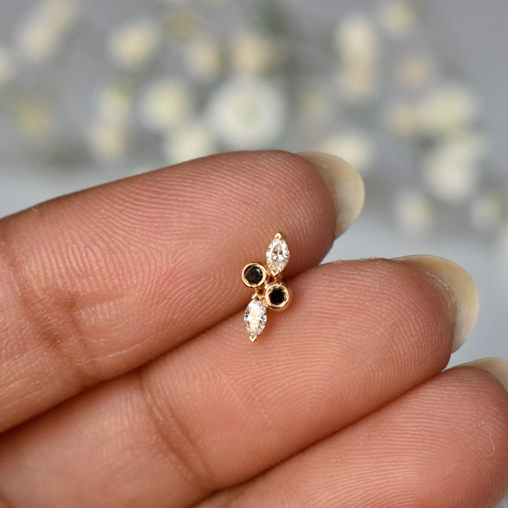 2 Tone Diamond Stud for Piercings
