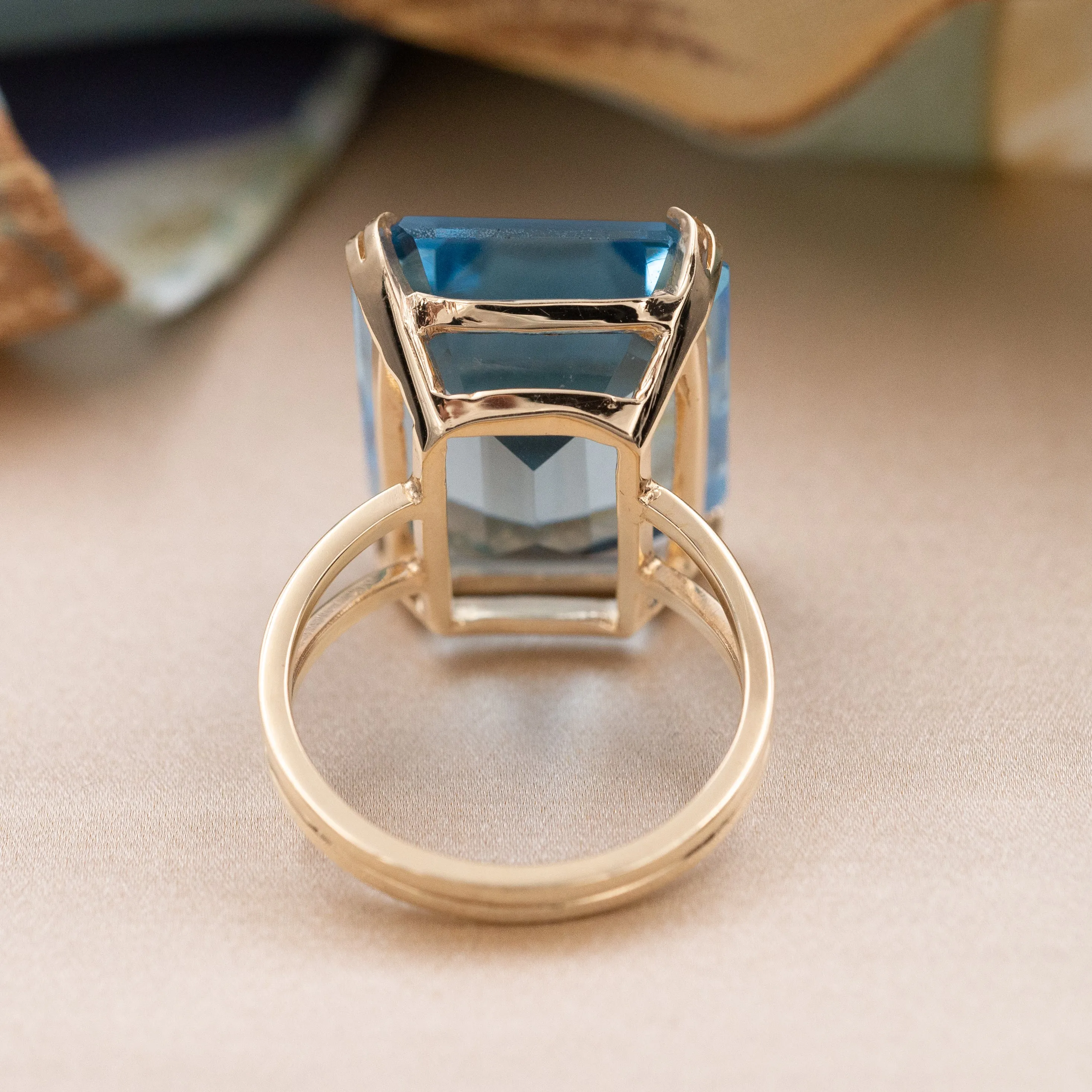 20 Carat Blue Topaz Cocktail Ring