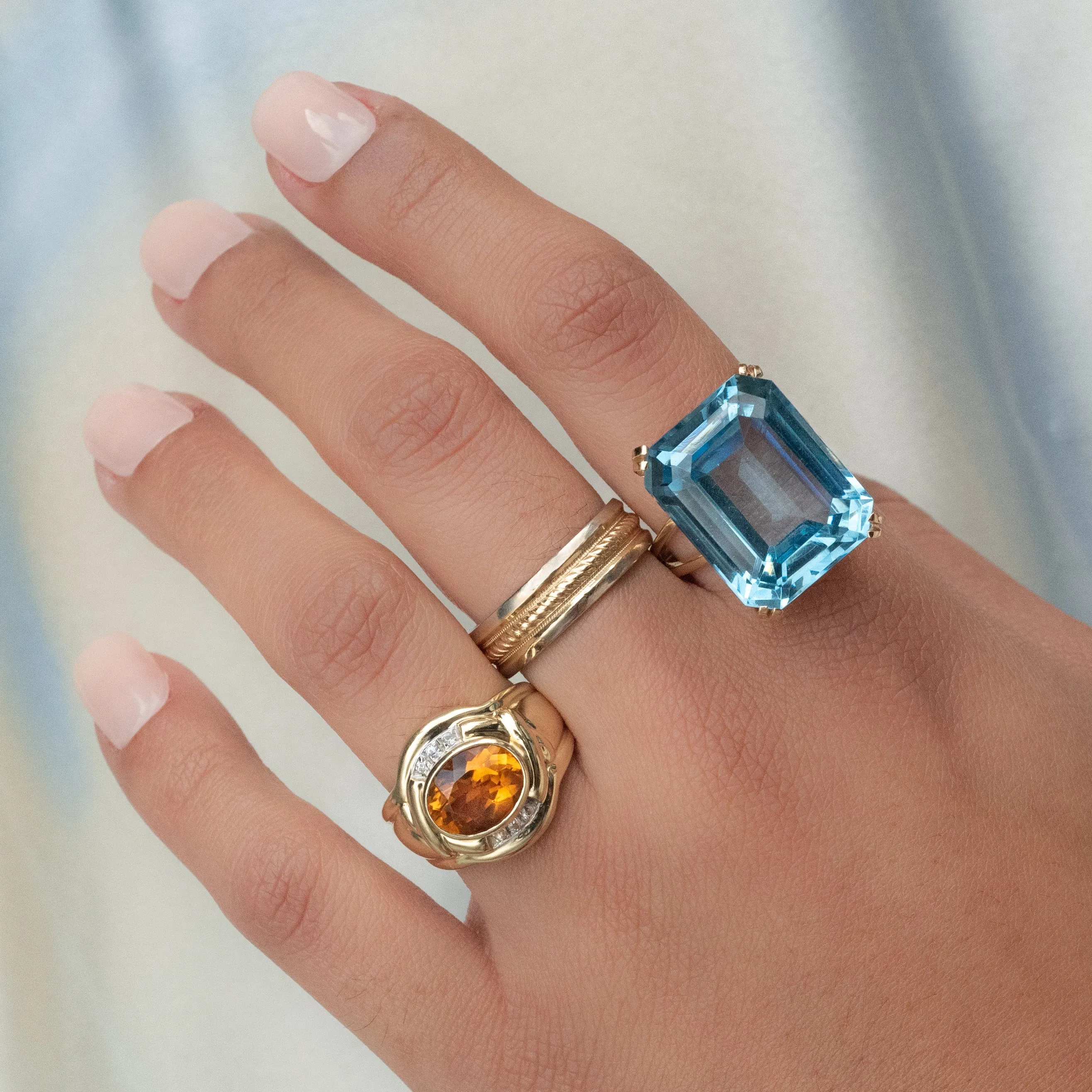 20 Carat Blue Topaz Cocktail Ring