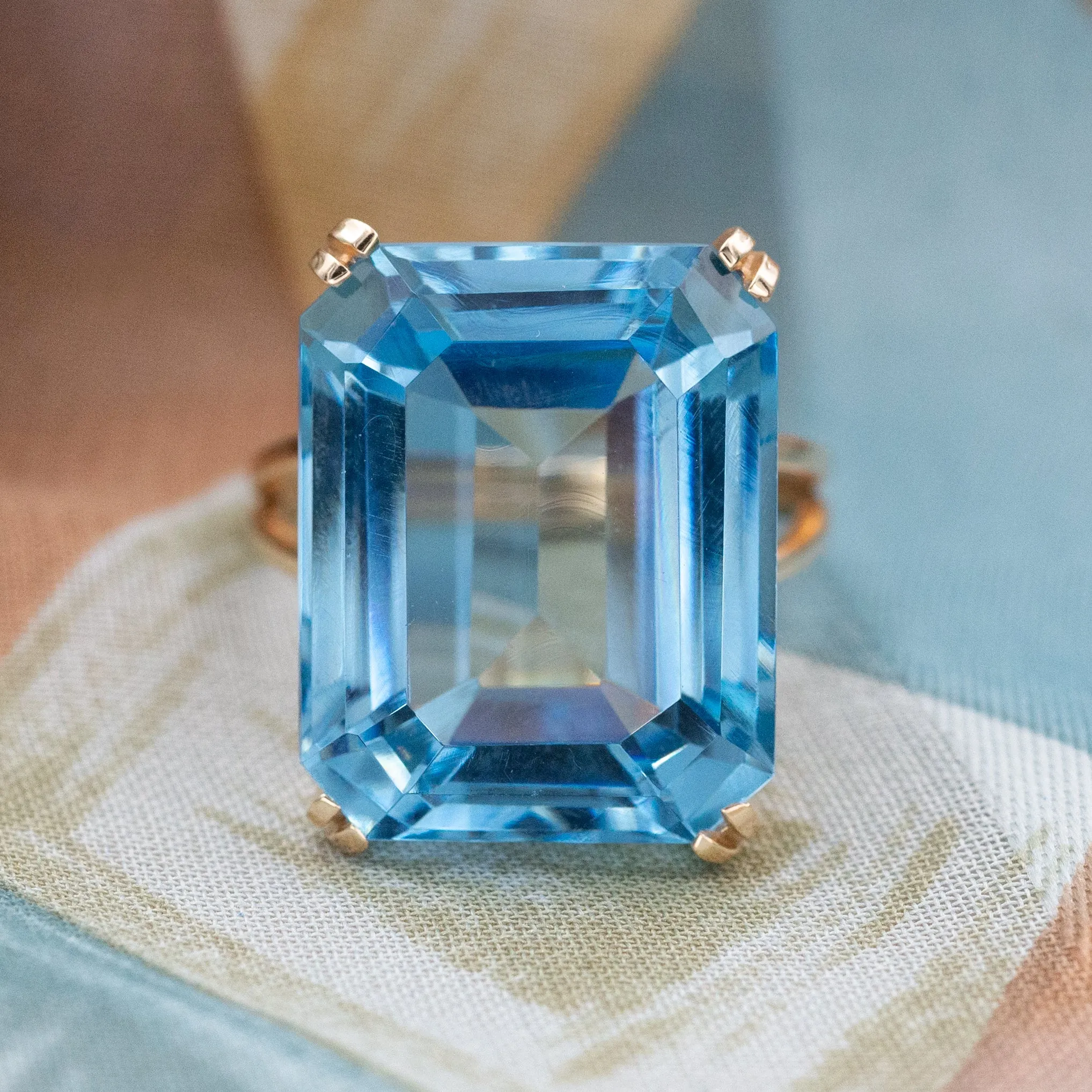 20 Carat Blue Topaz Cocktail Ring