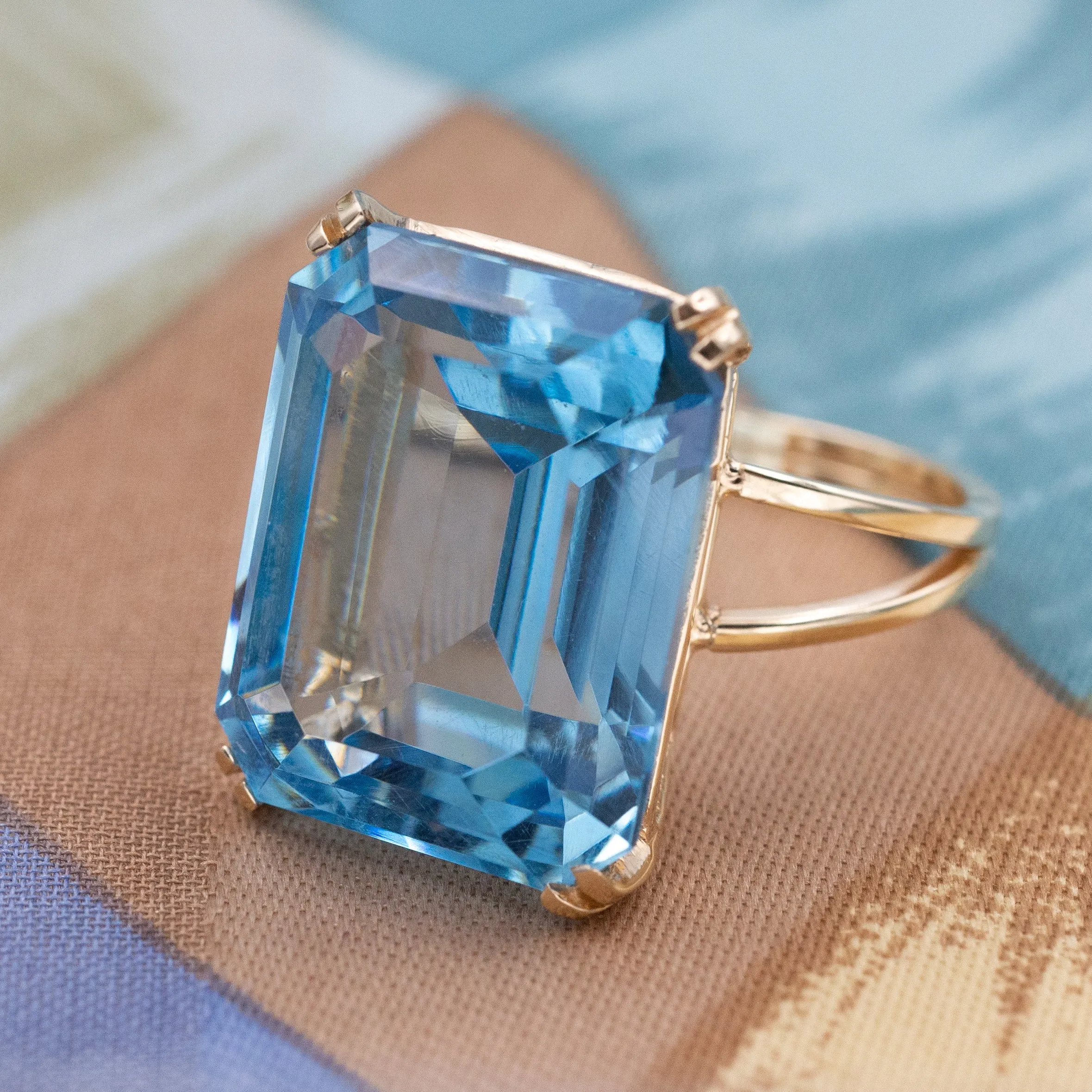 20 Carat Blue Topaz Cocktail Ring