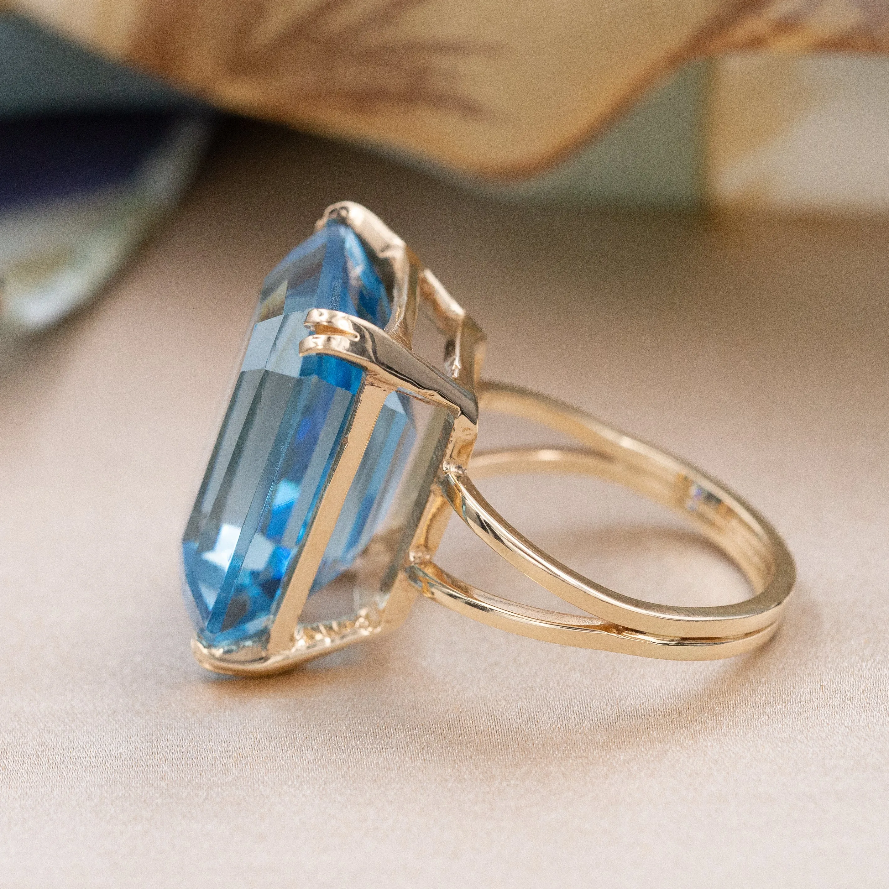 20 Carat Blue Topaz Cocktail Ring