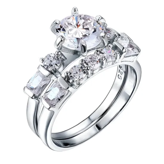 2.0 Ct Diamond 2-Pc Vintage Style Engagement Ring Set