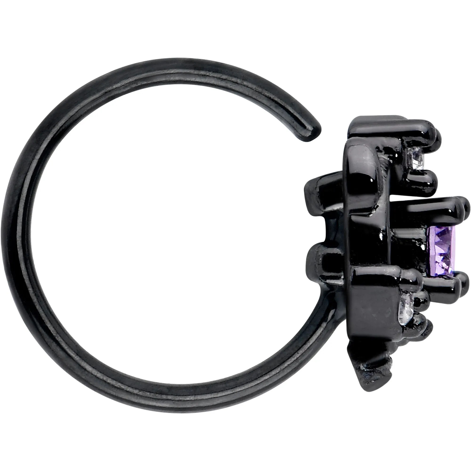 20 Gauge 5/16 Purple Gem Black Twining Vine Nose Hoop