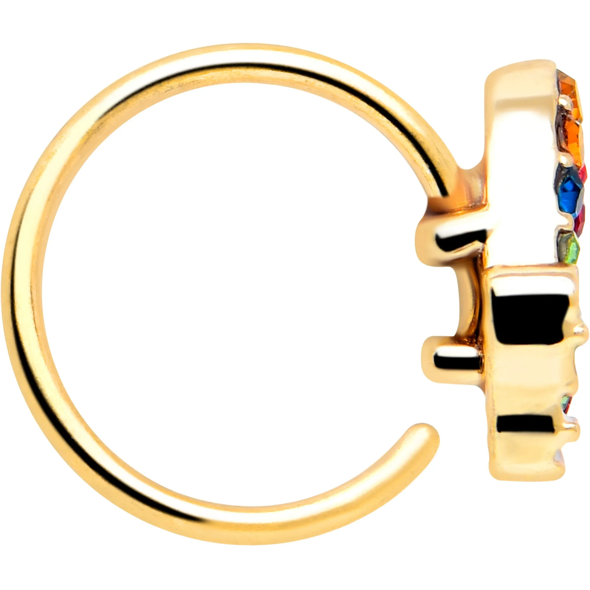 20 Gauge 5/16 Red Blue Gem Gold Tone Butterfly Nose Hoop