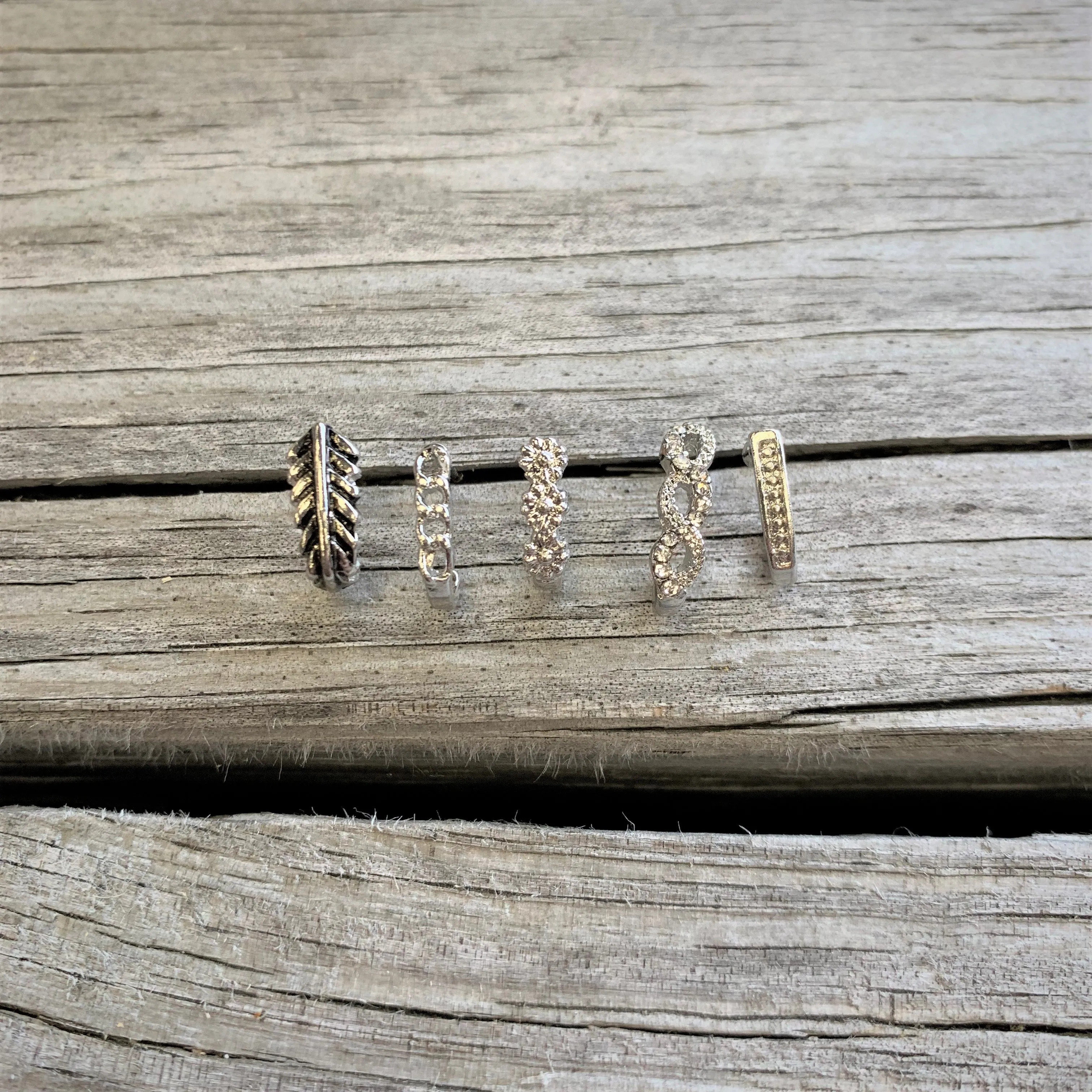 20 Gauge 5/16  Steel Dainty Dots Faux Hoop L Shaped Nose Ring