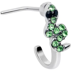 20 Gauge 7mm Green Gem Snake Sweetie Faux Hoop L Shape Nose Ring