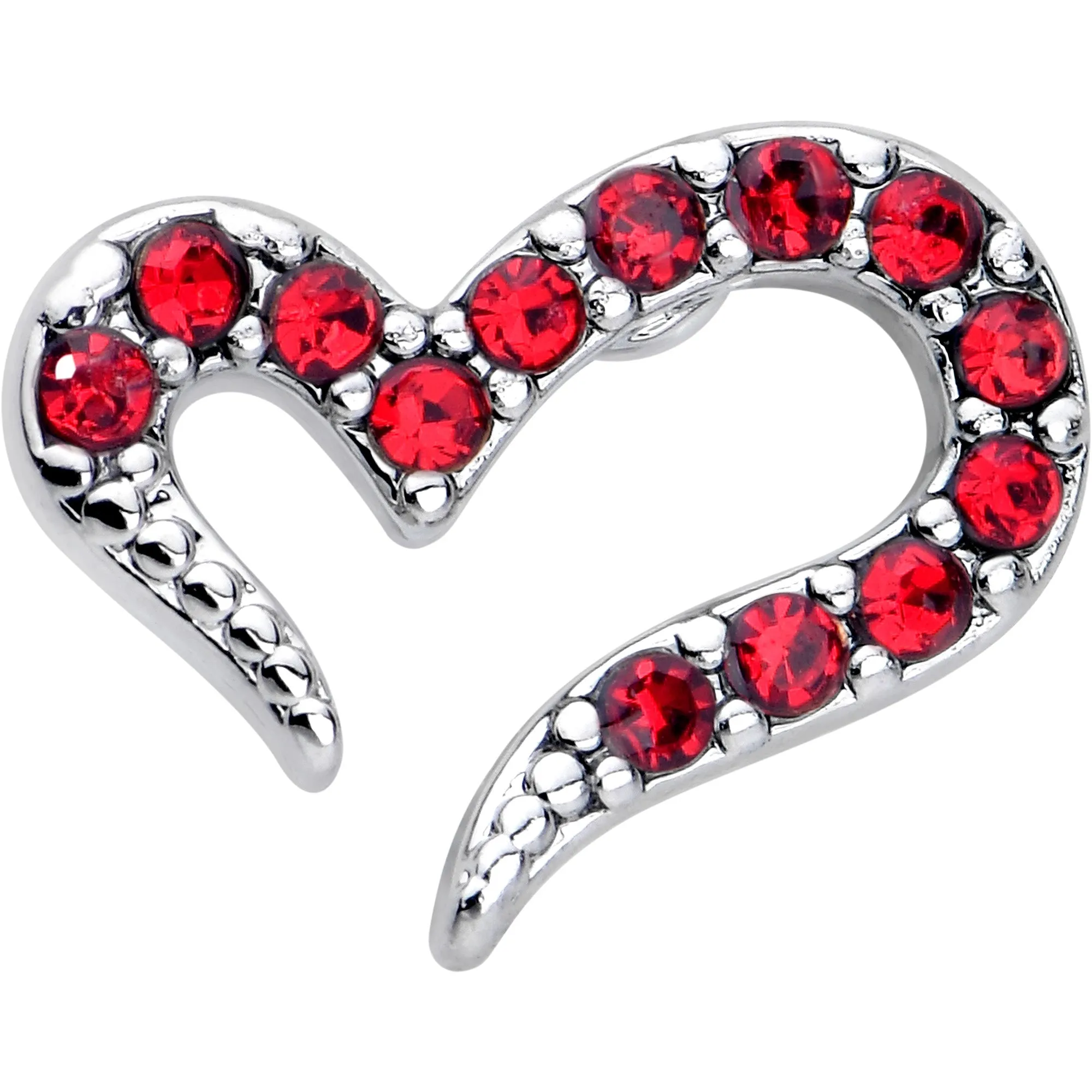 20 Gauge 7mm Red Gem Stylized Heart L Shape Nose Ring