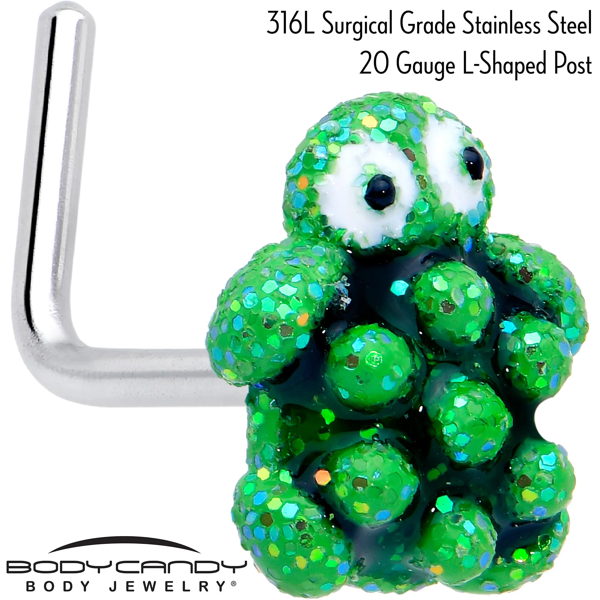 20 Gauge 7mm Texture Turtle L Shape Nose Ring