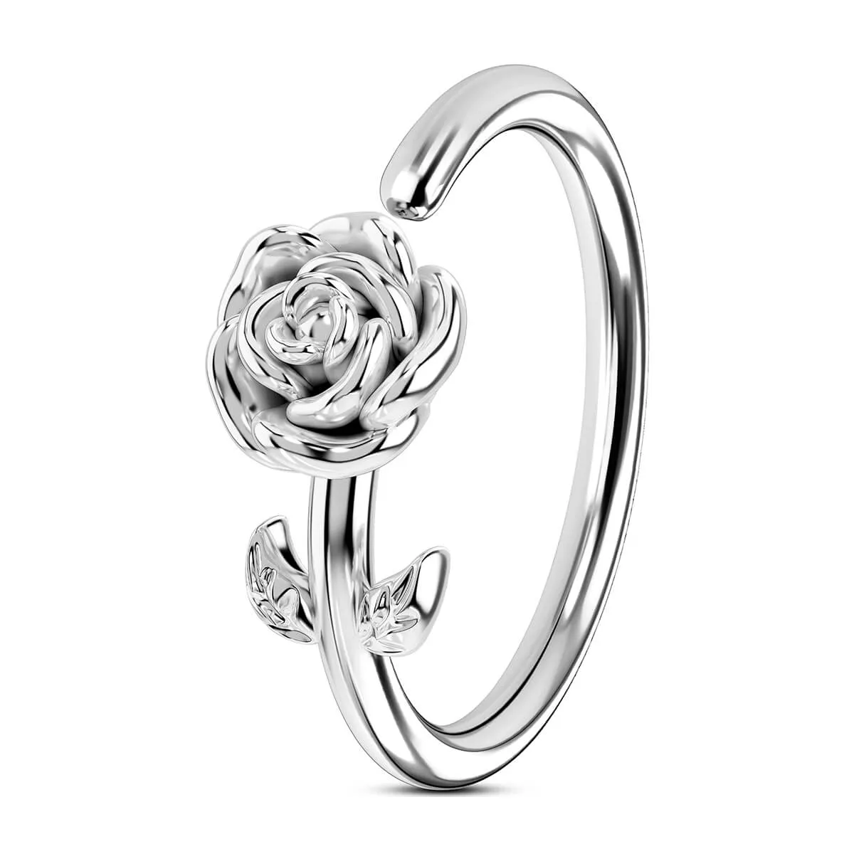 20G Seamless Ring Engraved Rose Nose Hoop