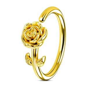 20G Seamless Ring Engraved Rose Nose Hoop