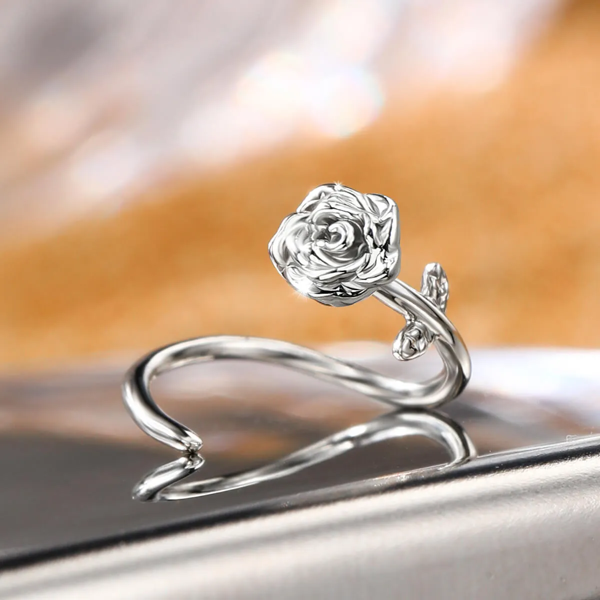 20G Seamless Ring Engraved Rose Nose Hoop