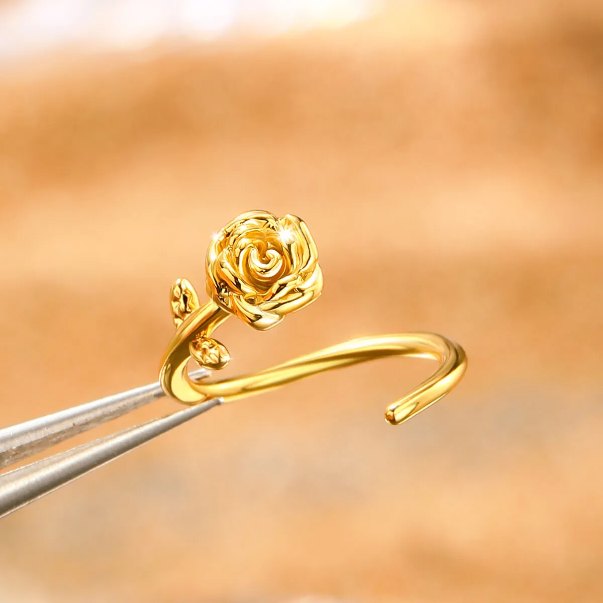 20G Seamless Ring Engraved Rose Nose Hoop