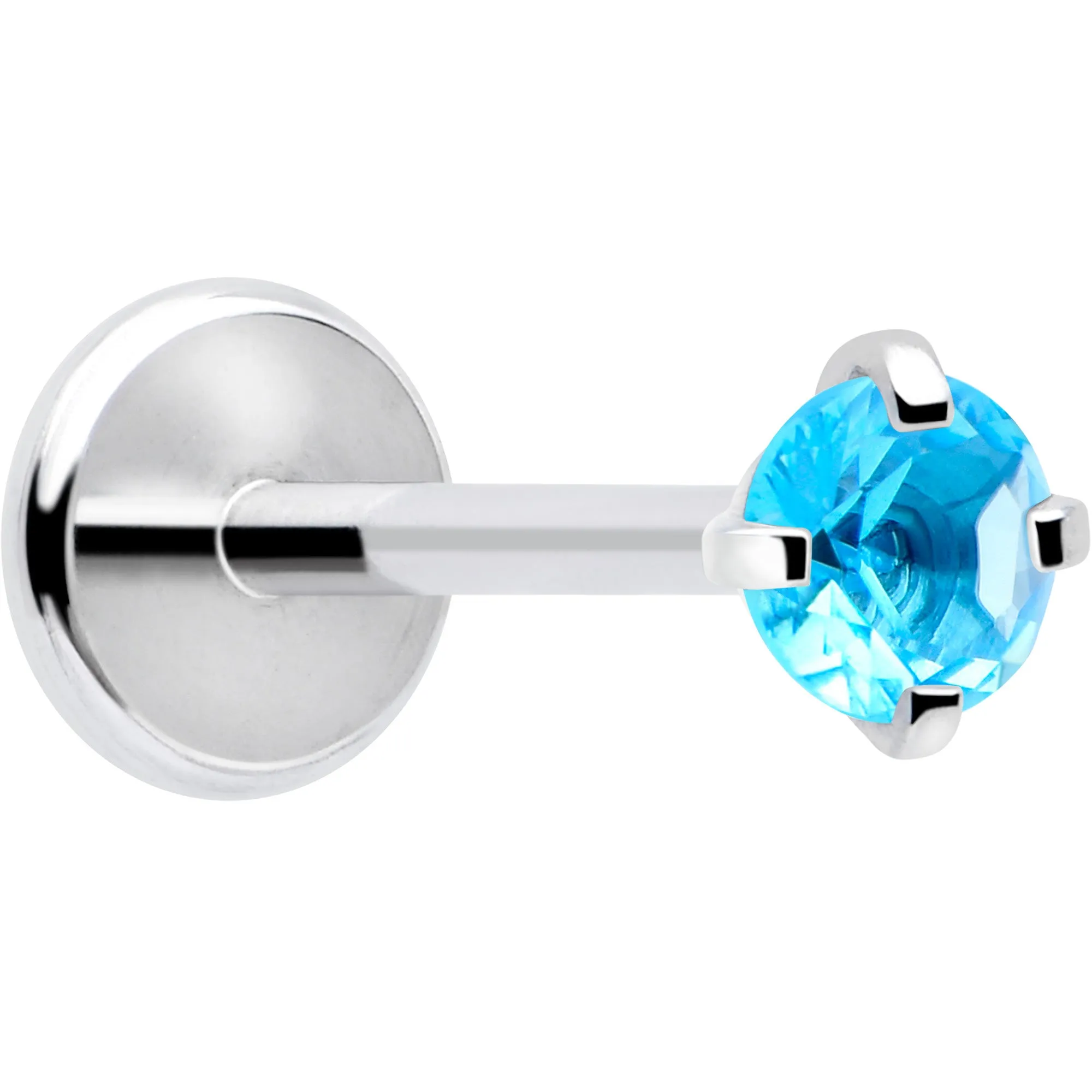 2.5mm Gem Flat Back Earring Threadless Push In Stud 20 Gauge