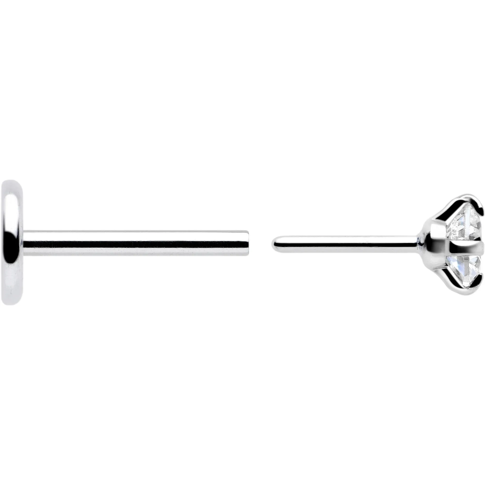 2.5mm Gem Flat Back Earring Threadless Push In Stud 20 Gauge