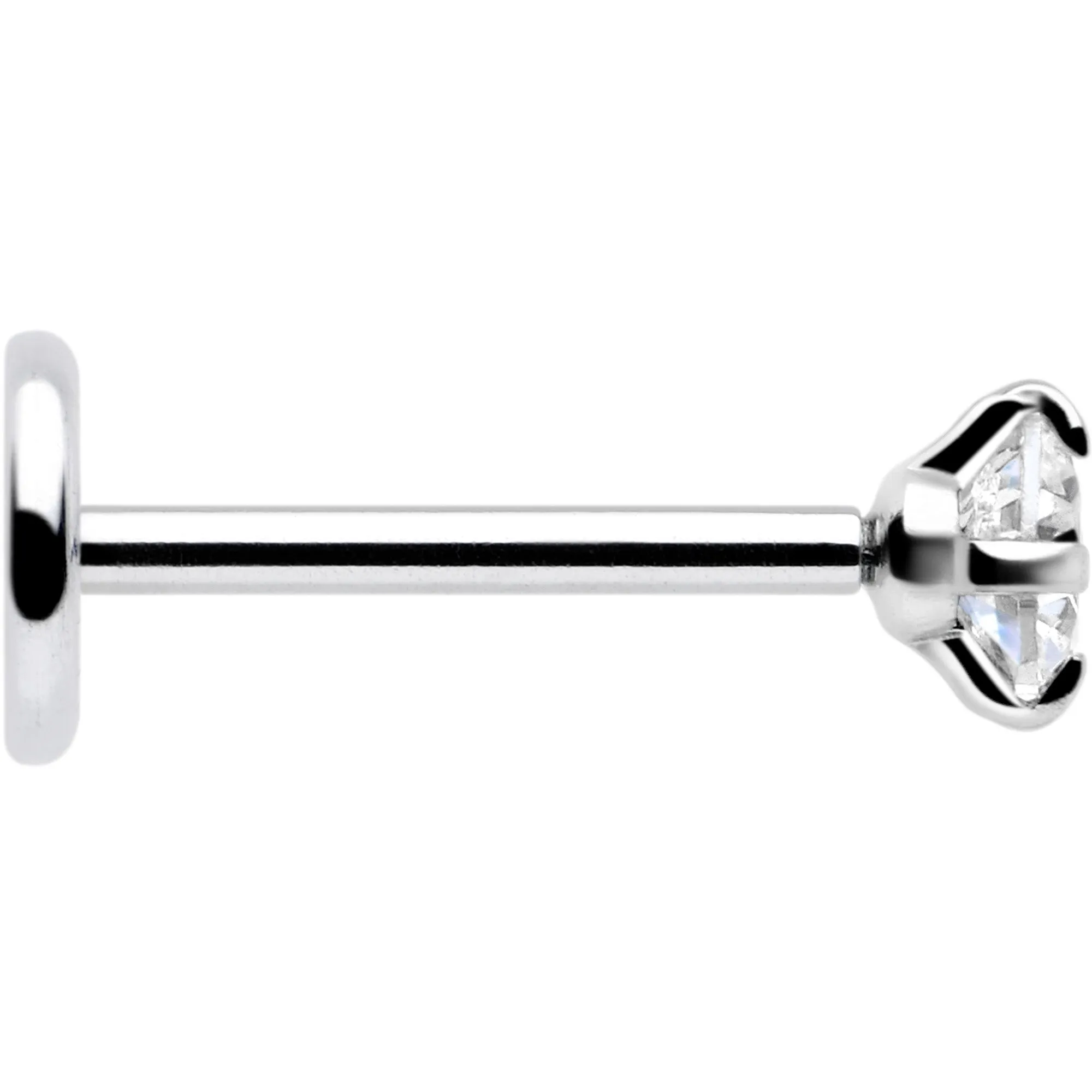 2.5mm Gem Flat Back Earring Threadless Push In Stud 20 Gauge