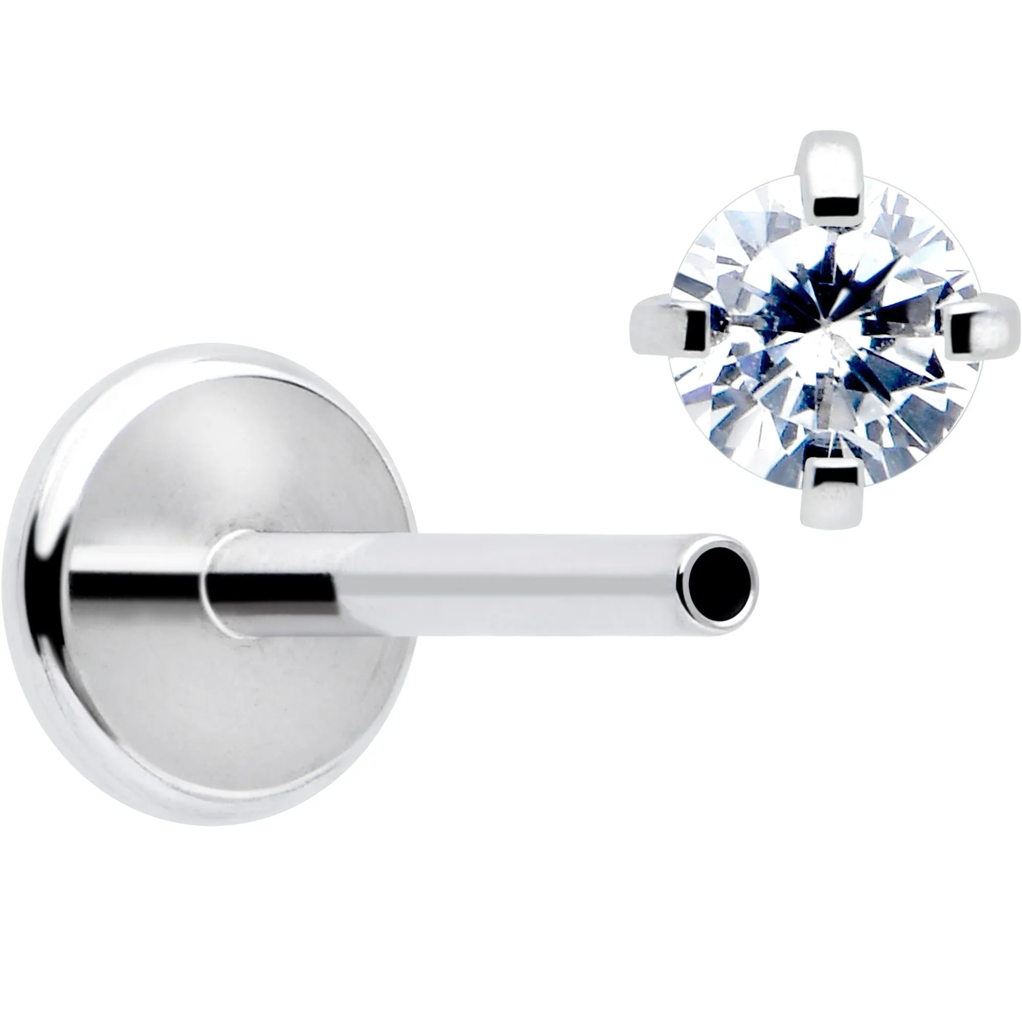 2.5mm Gem Flat Back Earring Threadless Push In Stud 20 Gauge