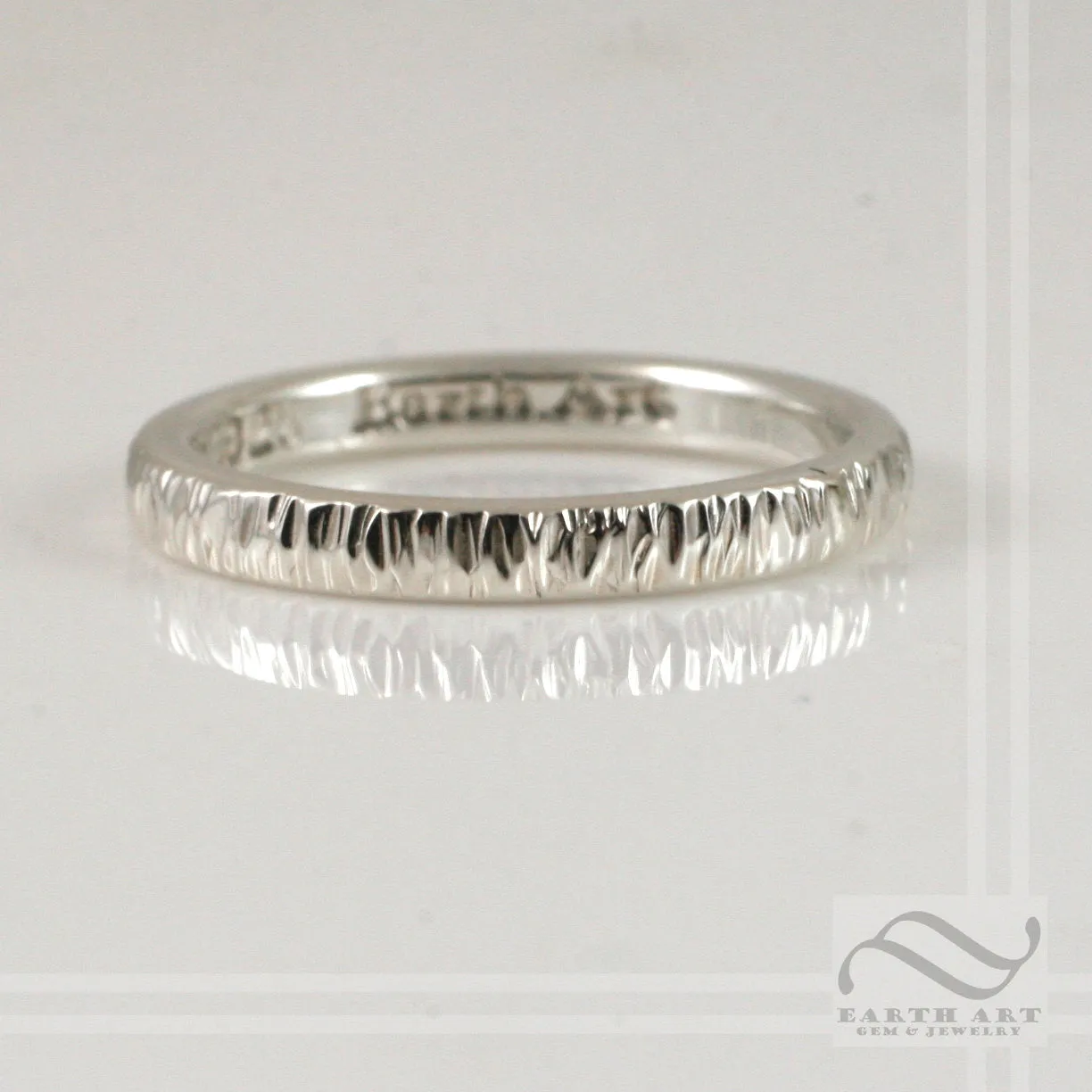 2mm Hand textured tree bark ring - Sterling Silver, white, rose or yellow gold
