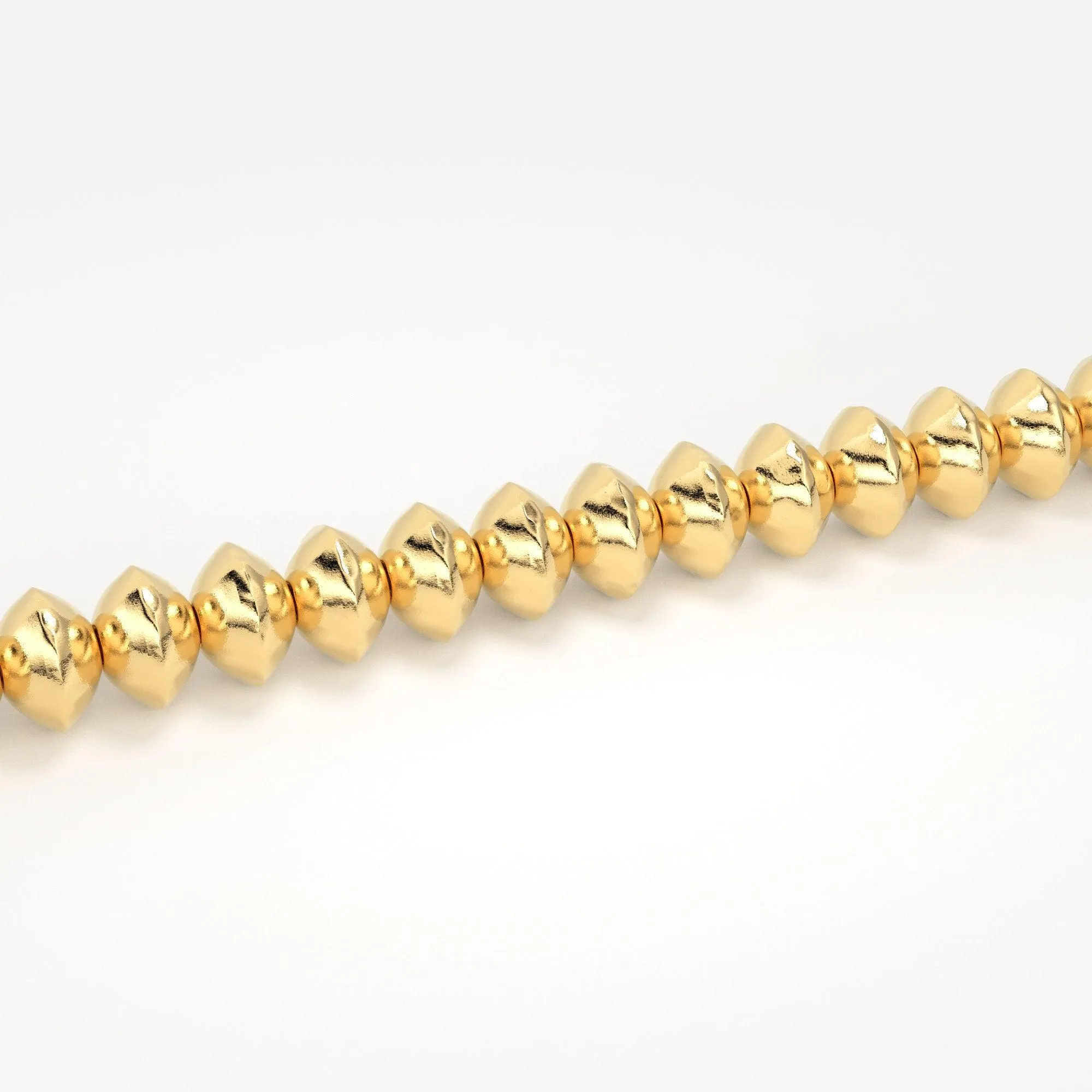 4mm 18k Solid Yellow Gold Fancy Textured Rondelle Spacer Beads (20 pieces) 2 inches long Strand