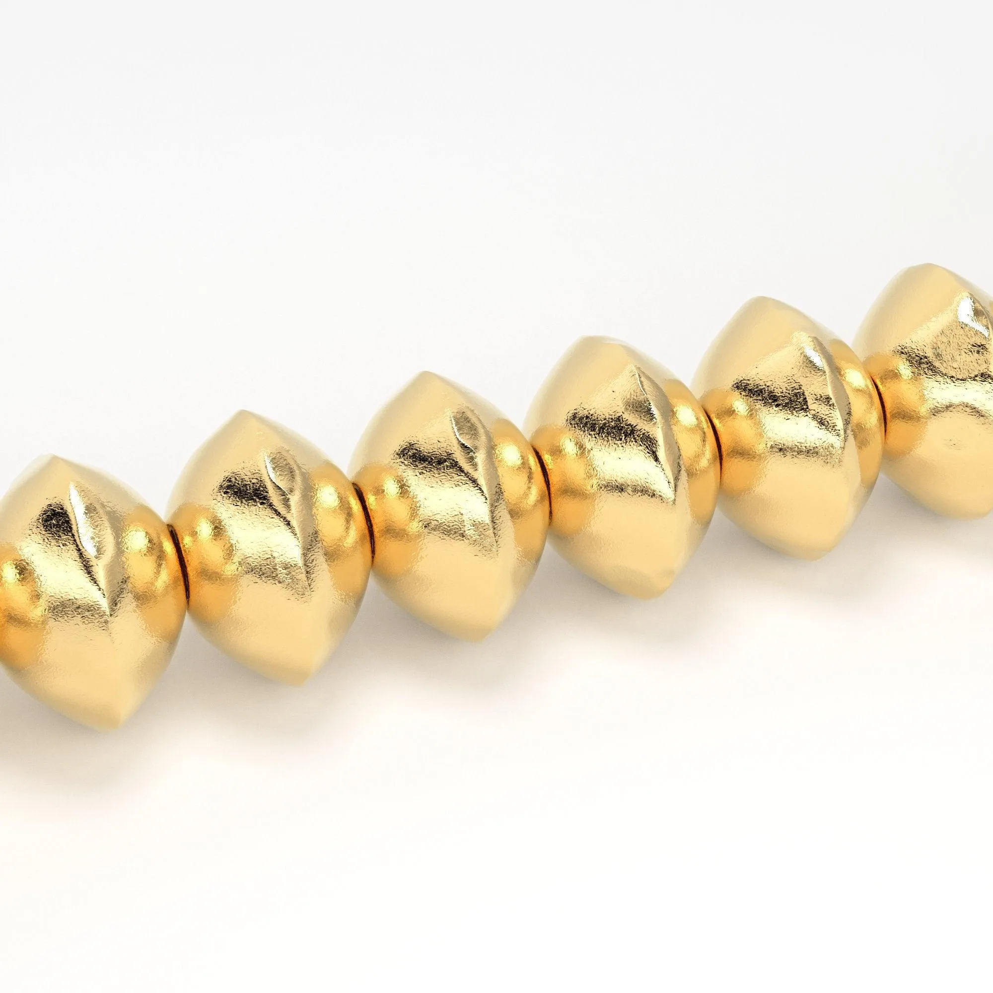 4mm 18k Solid Yellow Gold Fancy Textured Rondelle Spacer Beads (20 pieces) 2 inches long Strand