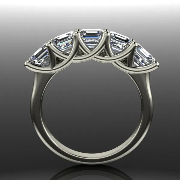5 Stone August Vintage Assher Wedding Band w Lab Grown Diamonds